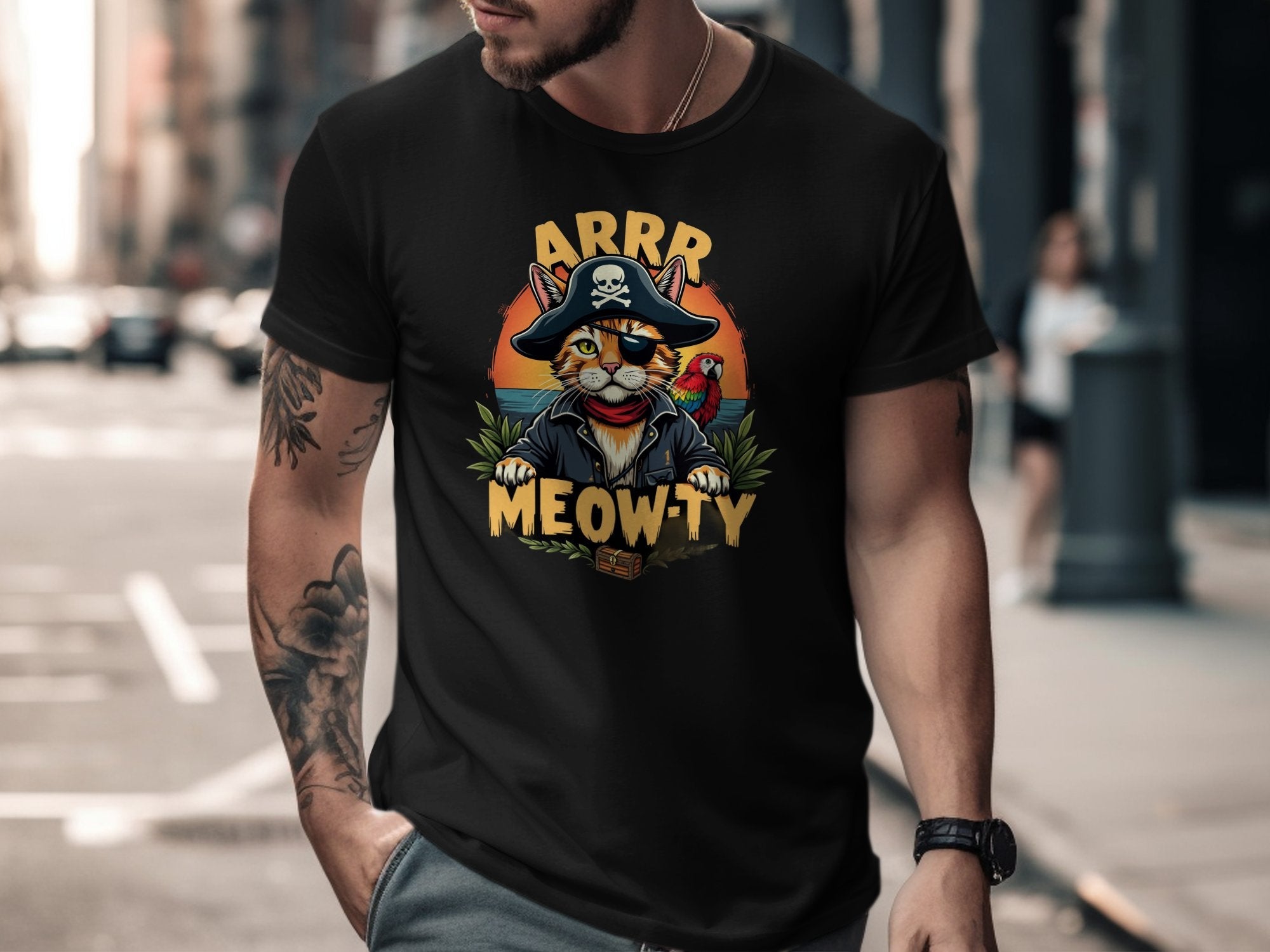 Funny Pirate Cat T-Shirt, Cat Lover Gift, Arrr Meowty Shirt, Cute Pirate Kitty Tee, Graphic Animal Tee, Novelty Cat Shirt - Craig Michael Design