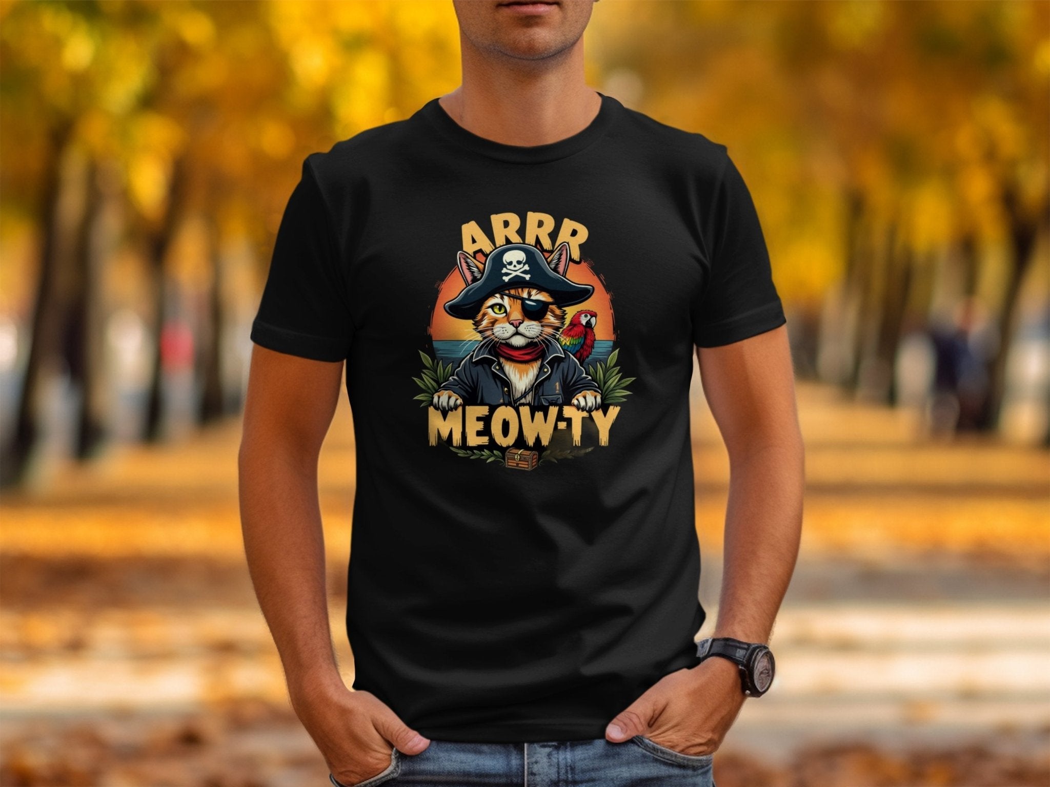 Funny Pirate Cat T-Shirt, Cat Lover Gift, Arrr Meowty Shirt, Cute Pirate Kitty Tee, Graphic Animal Tee, Novelty Cat Shirt - Craig Michael Design