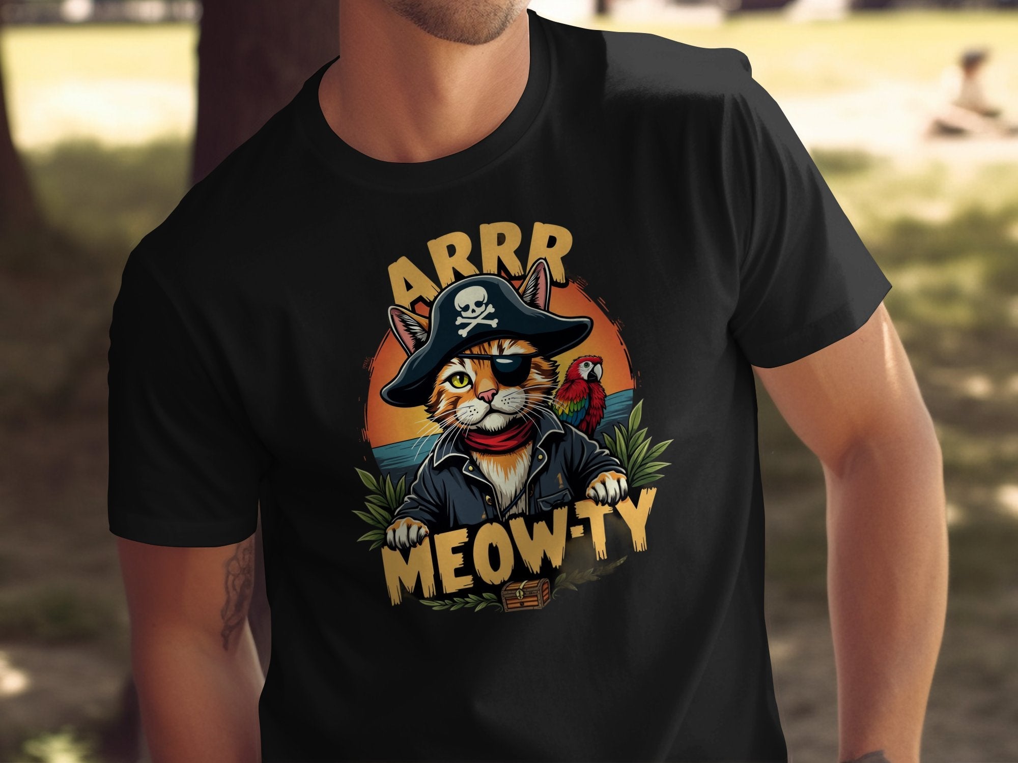 Funny Pirate Cat T-Shirt, Cat Lover Gift, Arrr Meowty Shirt, Cute Pirate Kitty Tee, Graphic Animal Tee, Novelty Cat Shirt - Craig Michael Design