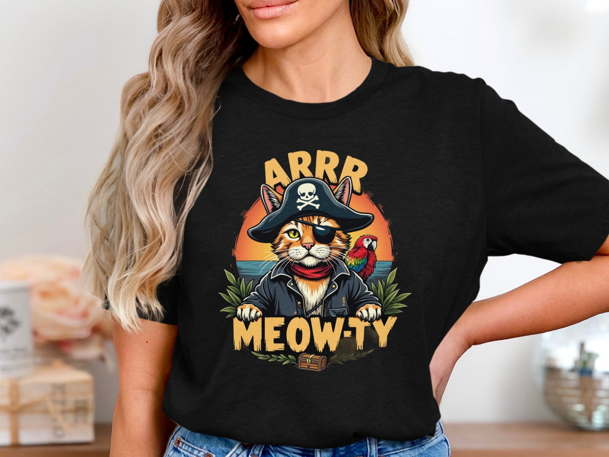 Funny Pirate Cat T-Shirt, Cat Lover Gift, Arrr Meowty Shirt, Cute Pirate Kitty Tee, Graphic Animal Tee, Novelty Cat Shirt - Craig Michael Design