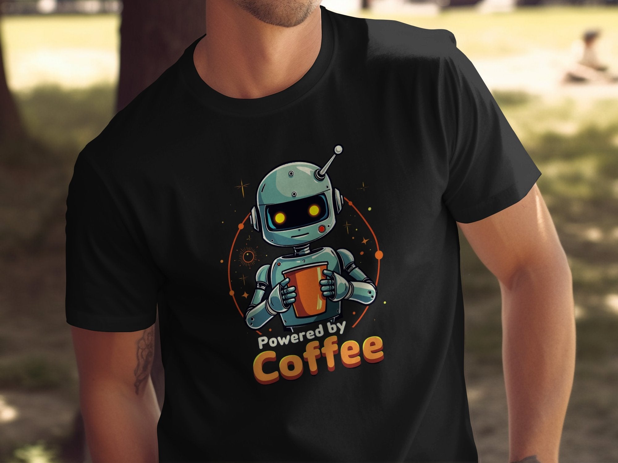 Funny Robot Coffee Lover T-Shirt, Cute Robot Holding Coffee, Geeky Coffee Enthusiast Tee, Robot Coffee Addict Shirt, Gift for Coffee Lovers - Craig Michael Design