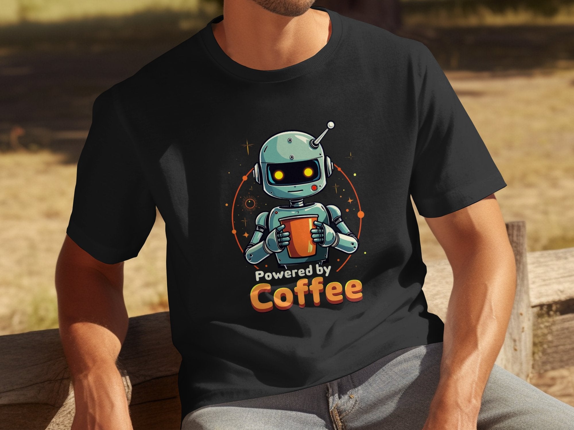 Funny Robot Coffee Lover T-Shirt, Cute Robot Holding Coffee, Geeky Coffee Enthusiast Tee, Robot Coffee Addict Shirt, Gift for Coffee Lovers - Craig Michael Design