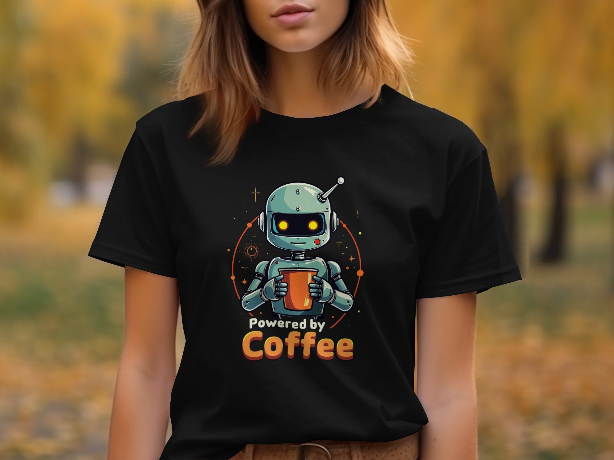 Funny Robot Coffee Lover T-Shirt, Cute Robot Holding Coffee, Geeky Coffee Enthusiast Tee, Robot Coffee Addict Shirt, Gift for Coffee Lovers - Craig Michael Design