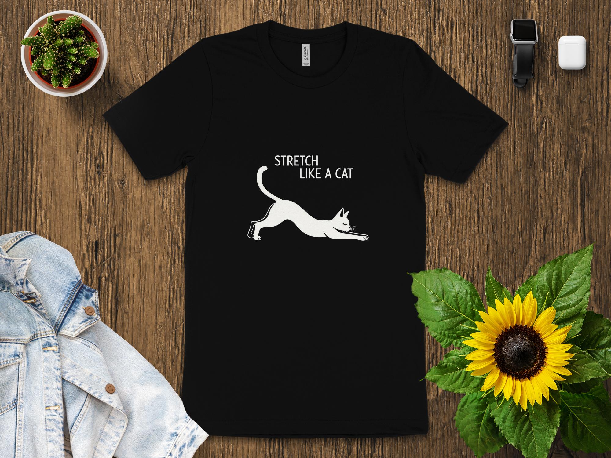 Funny Stretch Like A Cat T-Shirt, Cute Cat Lover Shirt, Yoga Cat Graphic Tee, Stretching Cat T-shirt, Cat Yoga Pose Shirt, Gift for Cat - Craig Michael Design