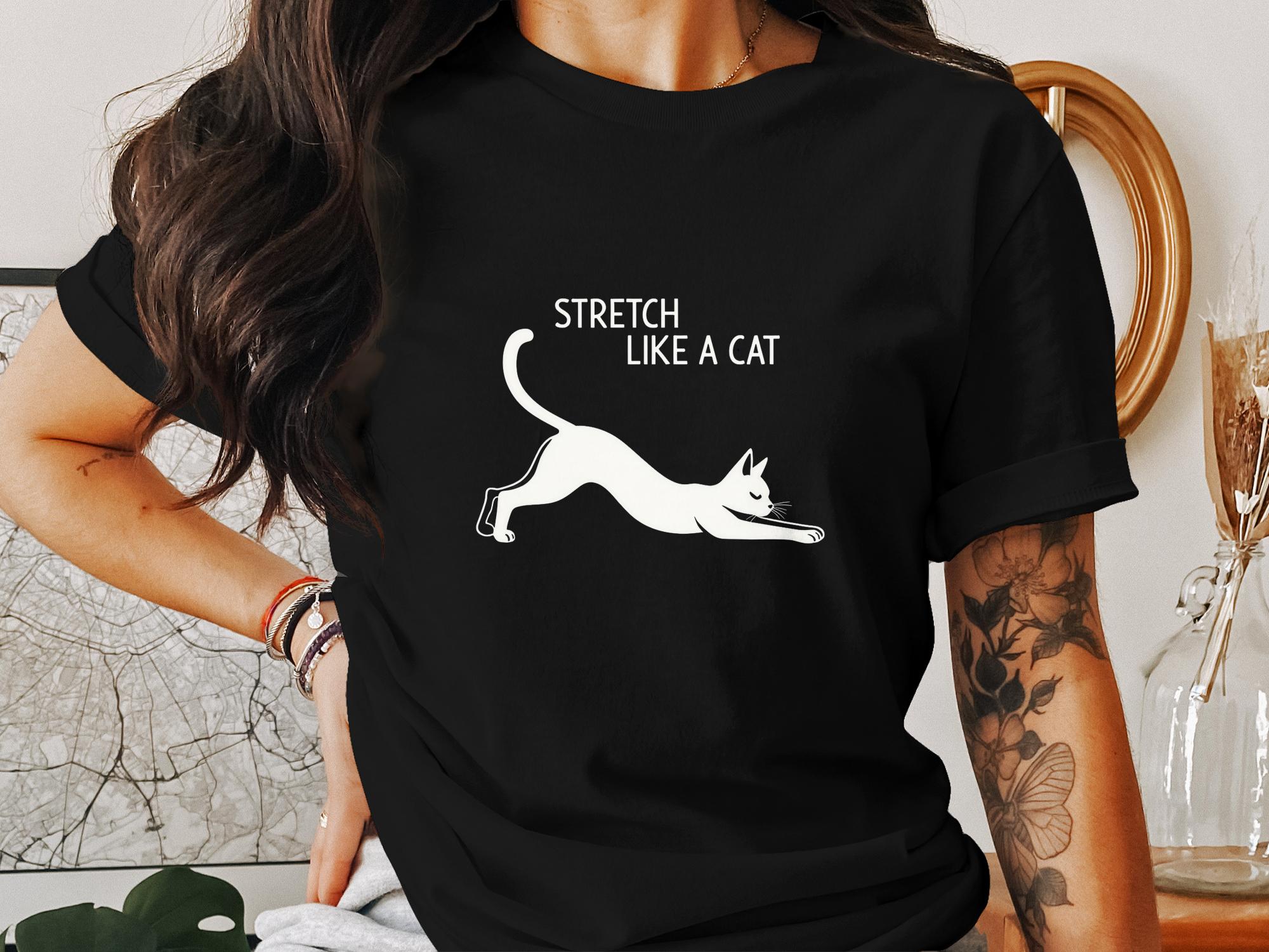 Funny Stretch Like A Cat T-Shirt, Cute Cat Lover Shirt, Yoga Cat Graphic Tee, Stretching Cat T-shirt, Cat Yoga Pose Shirt, Gift for Cat - Craig Michael Design