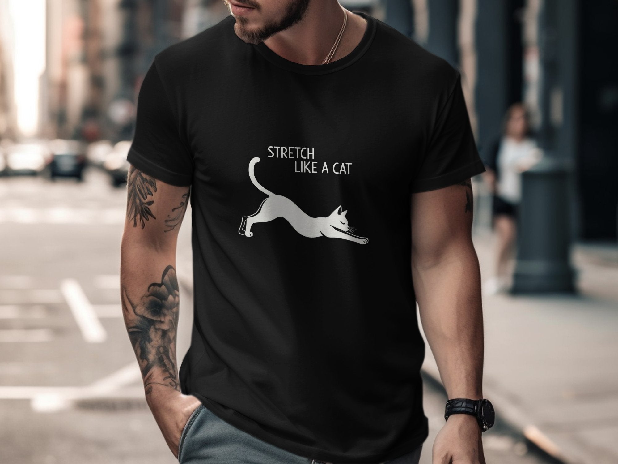 Funny Stretch Like A Cat T-Shirt, Cute Cat Lover Shirt, Yoga Cat Graphic Tee, Stretching Cat T-shirt, Cat Yoga Pose Shirt, Gift for Cat - Craig Michael Design