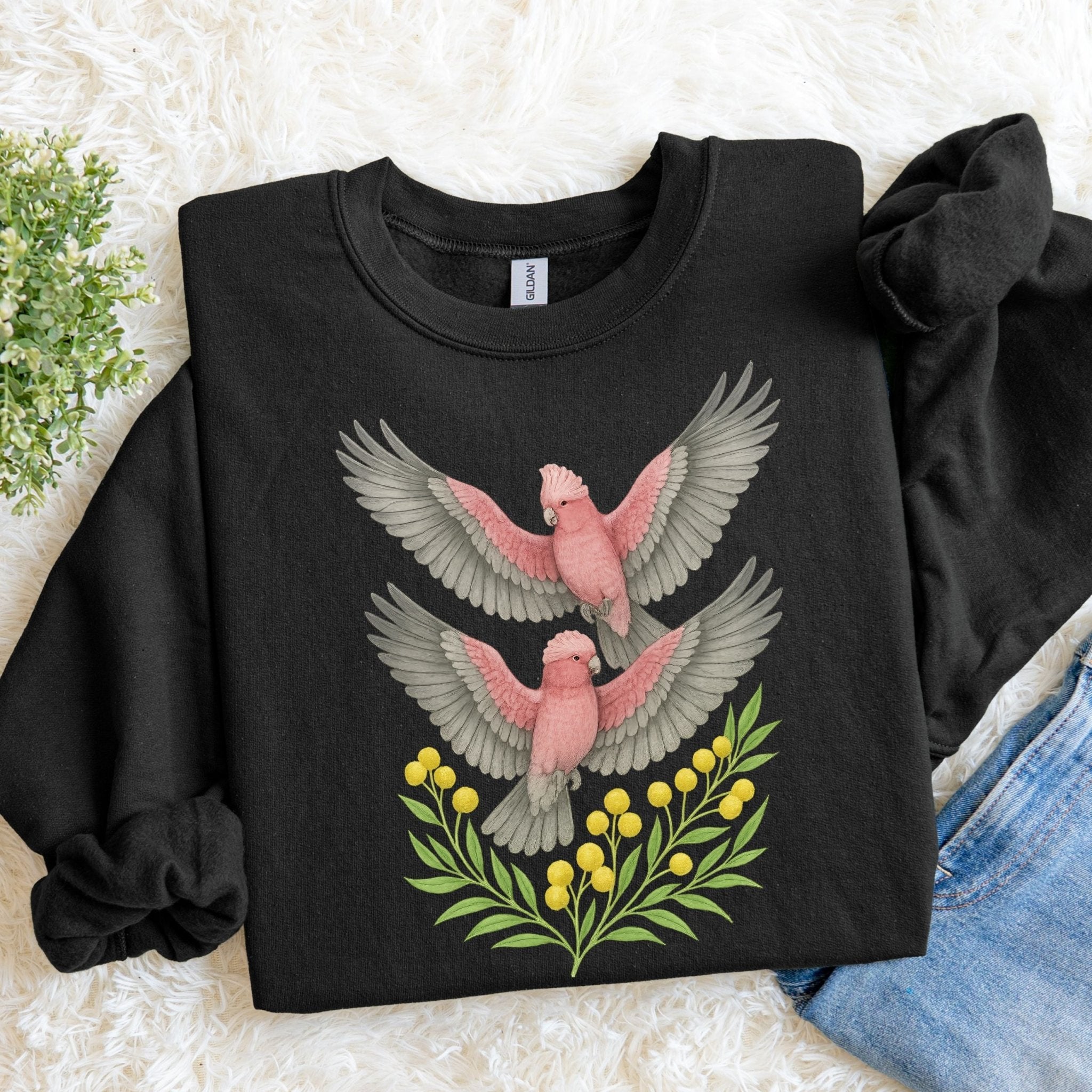 Galah Sweatshirt – Pink Cockatoo & Wattle - Craig Michael Design