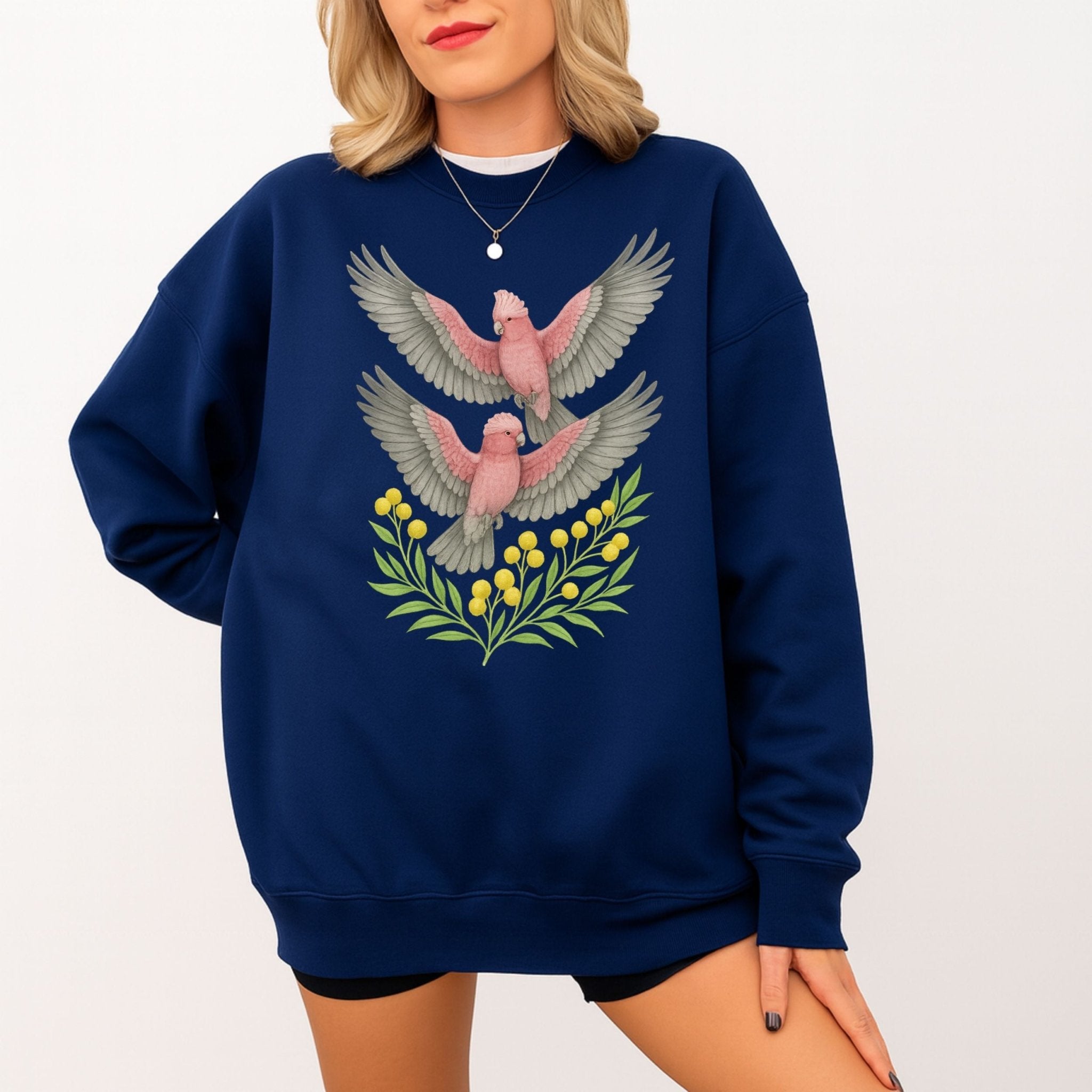 Galah Sweatshirt – Pink Cockatoo & Wattle - Craig Michael Design