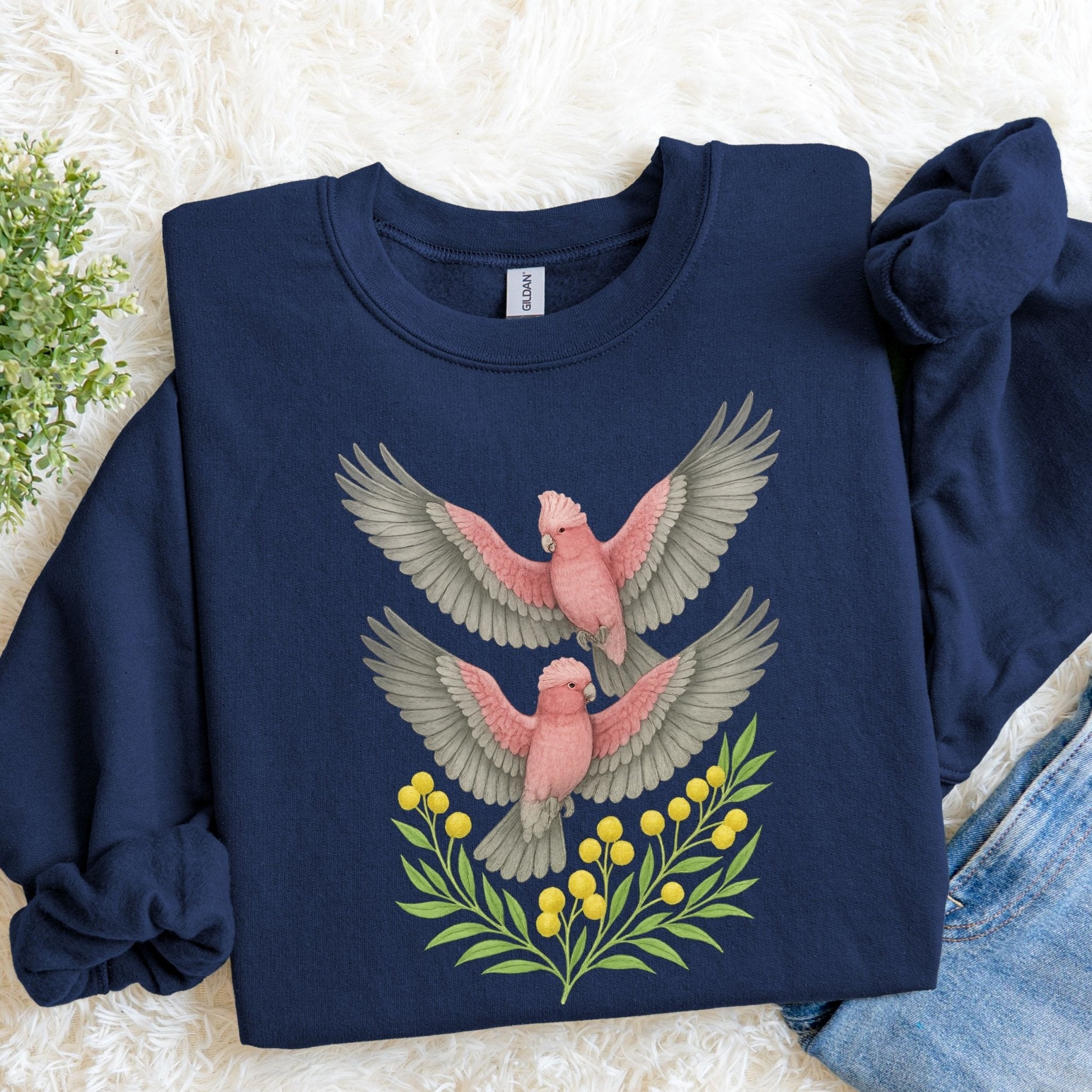 Galah Sweatshirt – Pink Cockatoo & Wattle - Craig Michael Design