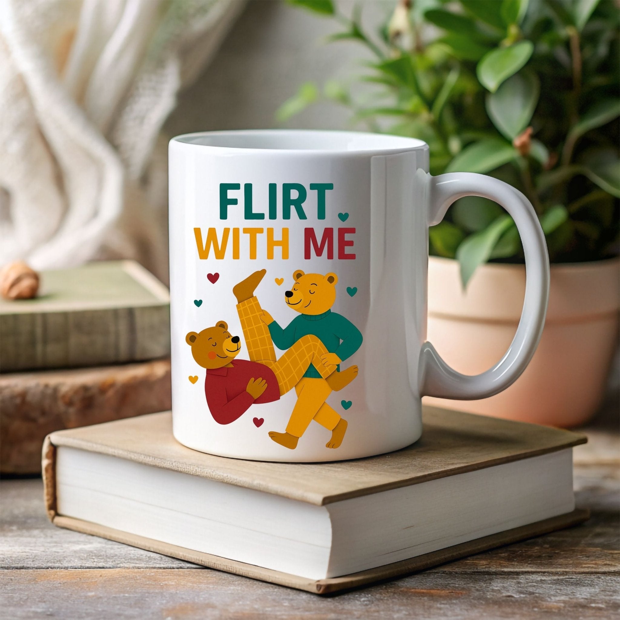 Gay Couple Bear Coffee Cup, Funny Cute LGBTQ Gift for Him, Playful Queer Romance Mug, Camp Pride Drinkware,Flirt With Me Mug - Craig Michael Design