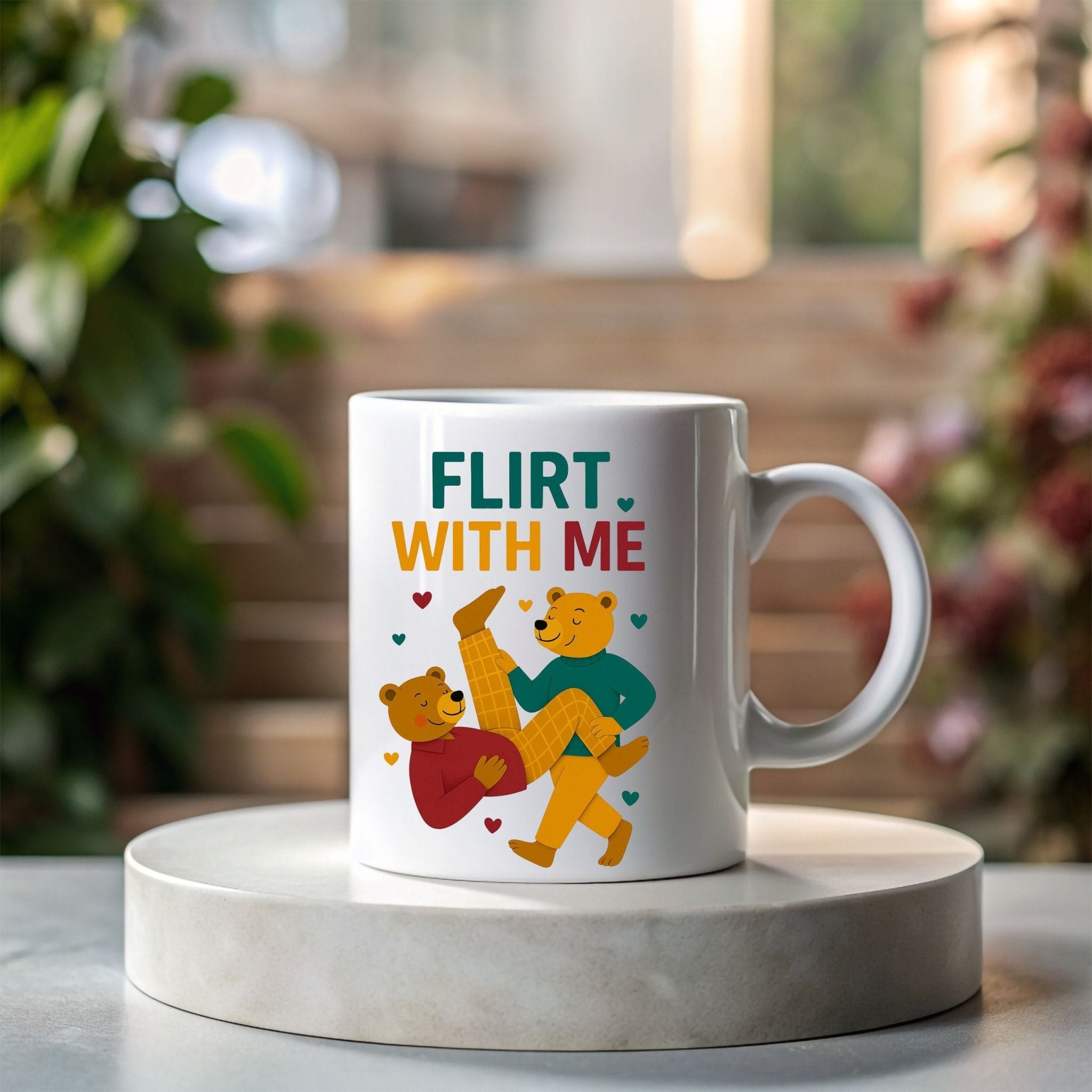 Gay Couple Bear Coffee Cup, Funny Cute LGBTQ Gift for Him, Playful Queer Romance Mug, Camp Pride Drinkware,Flirt With Me Mug - Craig Michael Design