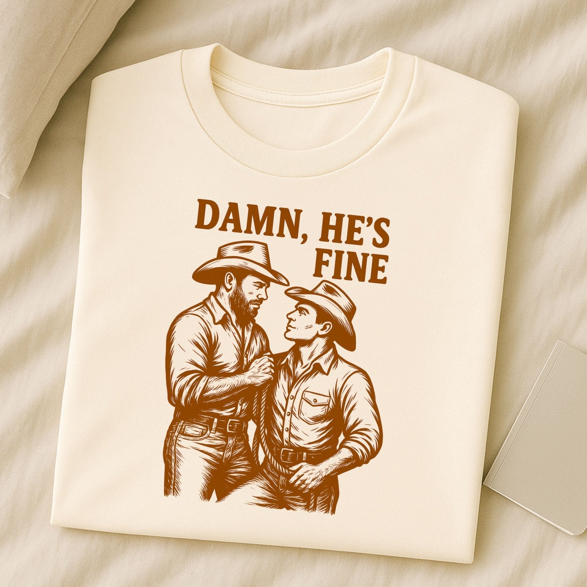 Gay Cowboy Shirt, Mlm Pride T-Shirt for Him, Hot Rancher Couple Tee, Sexy LGBTQ Western Gift, Vintage Style Gay Top - Craig Michael Design