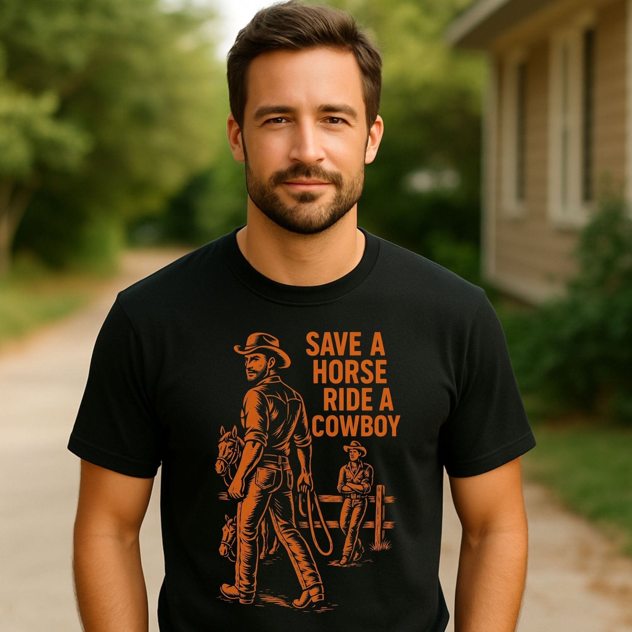 Gay Cowboy Shirt, Sexy Mlm Western Tee, 'Save a Horse Ride Cowboy' Top - Craig Michael Design