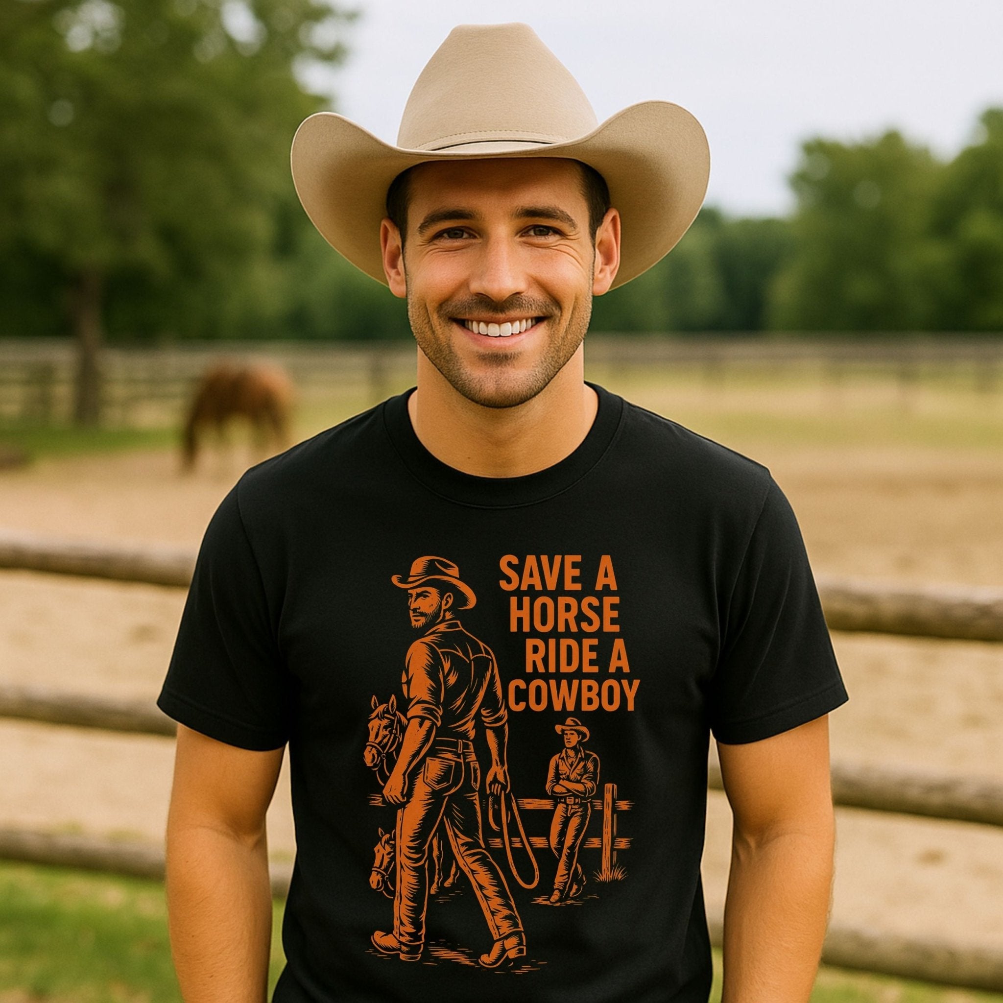 Gay Cowboy Shirt, Sexy Mlm Western Tee, 'Save a Horse Ride Cowboy' Top - Craig Michael Design