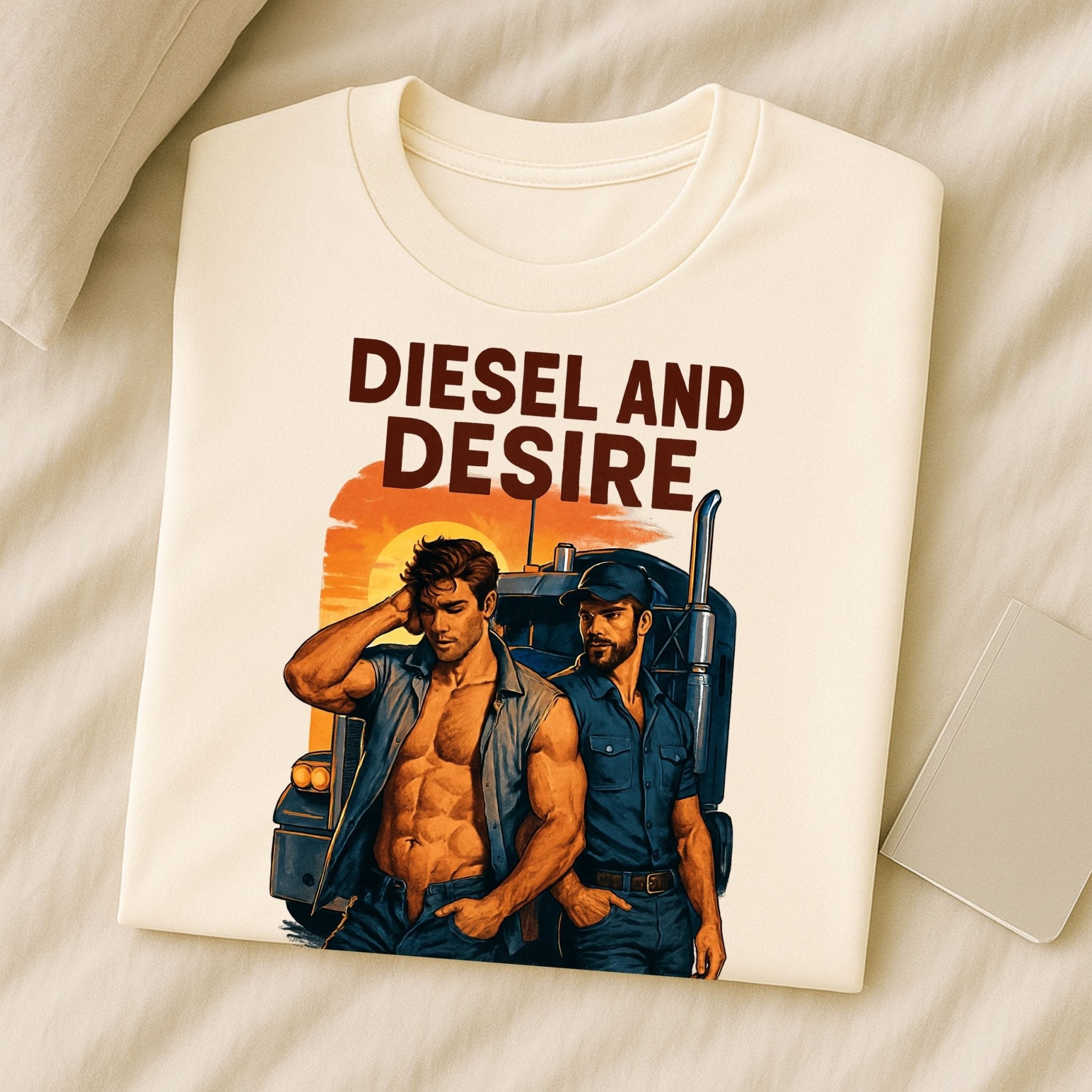 Gay Roadside Muscle Shirt — Fetish Diesel Tee for Him, Rough Daddy Trucker T-Shirt, Diesel and Desire - Craig Michael Design