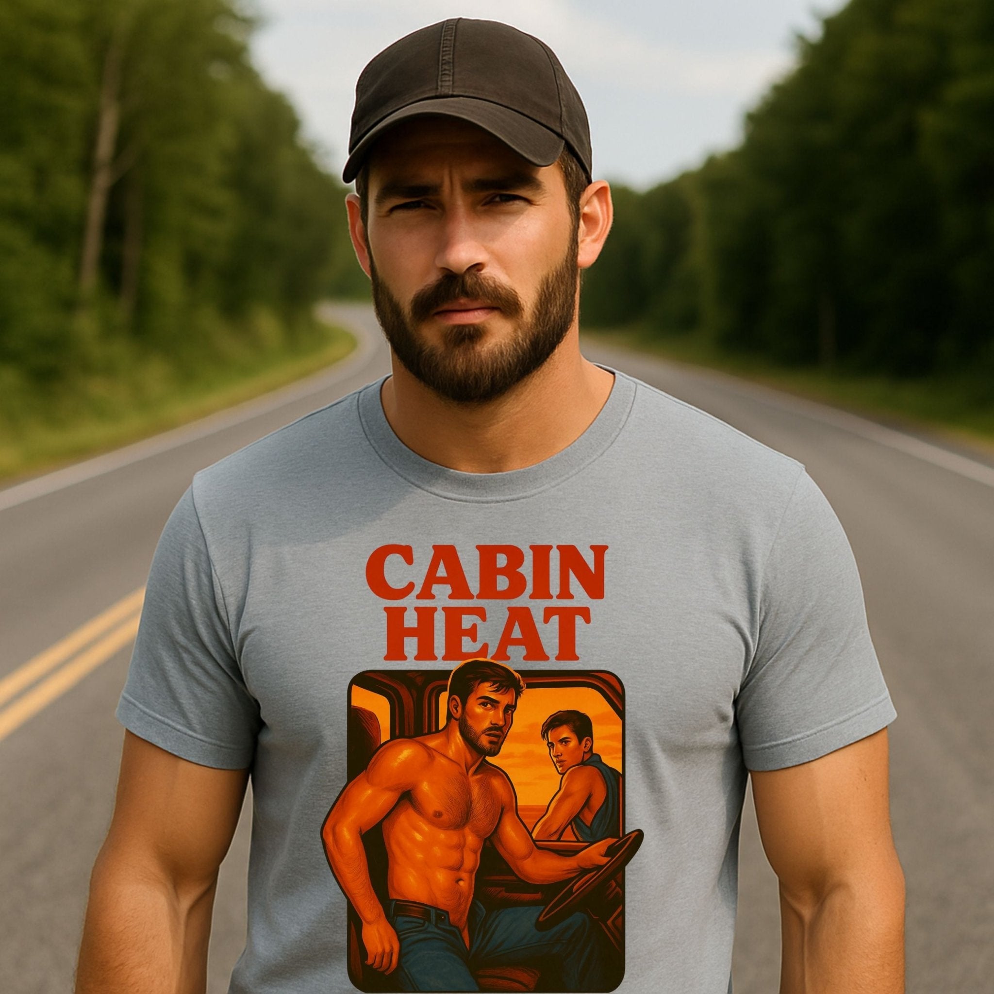 Gay Trucker T-Shirt — Hot Semi Cab Scene Shirt for Him, Bold Muscle Daddy Top, Cabin Heat - Craig Michael Design