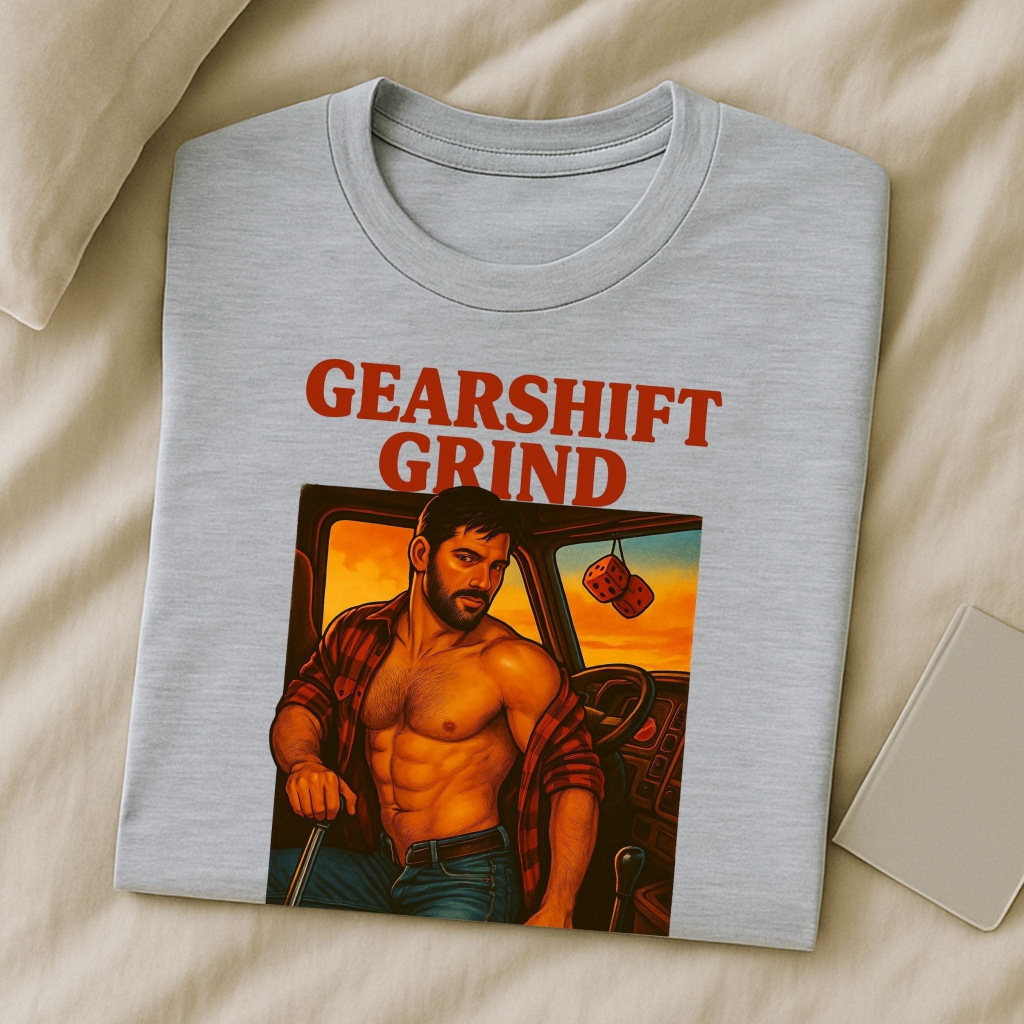 Gay Trucker T-Shirt — Rugged Pit Stop Tee for Him, Muscle Daddy Top, Dirty Roadside Fantasy, Sweat Grit and Gasoline - Craig Michael Design