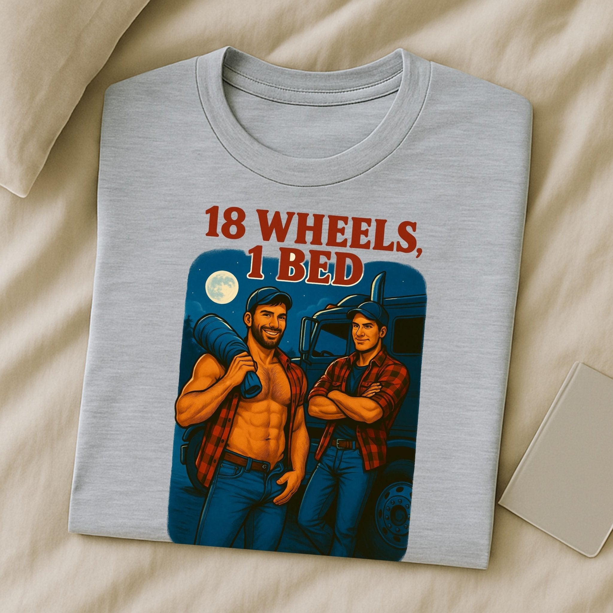 Gay Trucker T-Shirt — Sultry Roadside Motel Tee, Bold Daddy Fetish Top, 18 Wheels 1 Bed - Craig Michael Design