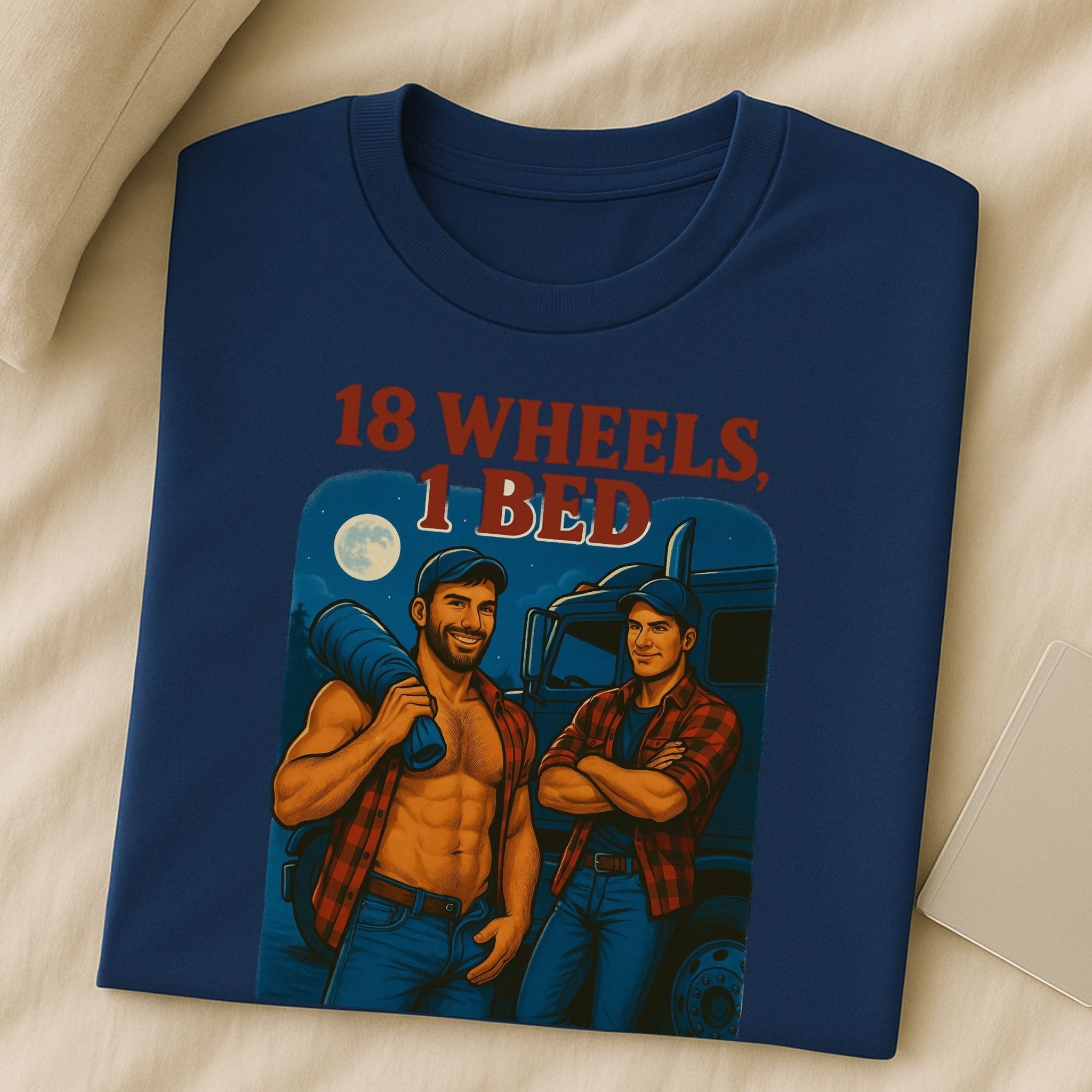 Gay Trucker T-Shirt — Sultry Roadside Motel Tee, Bold Daddy Fetish Top, 18 Wheels 1 Bed - Craig Michael Design
