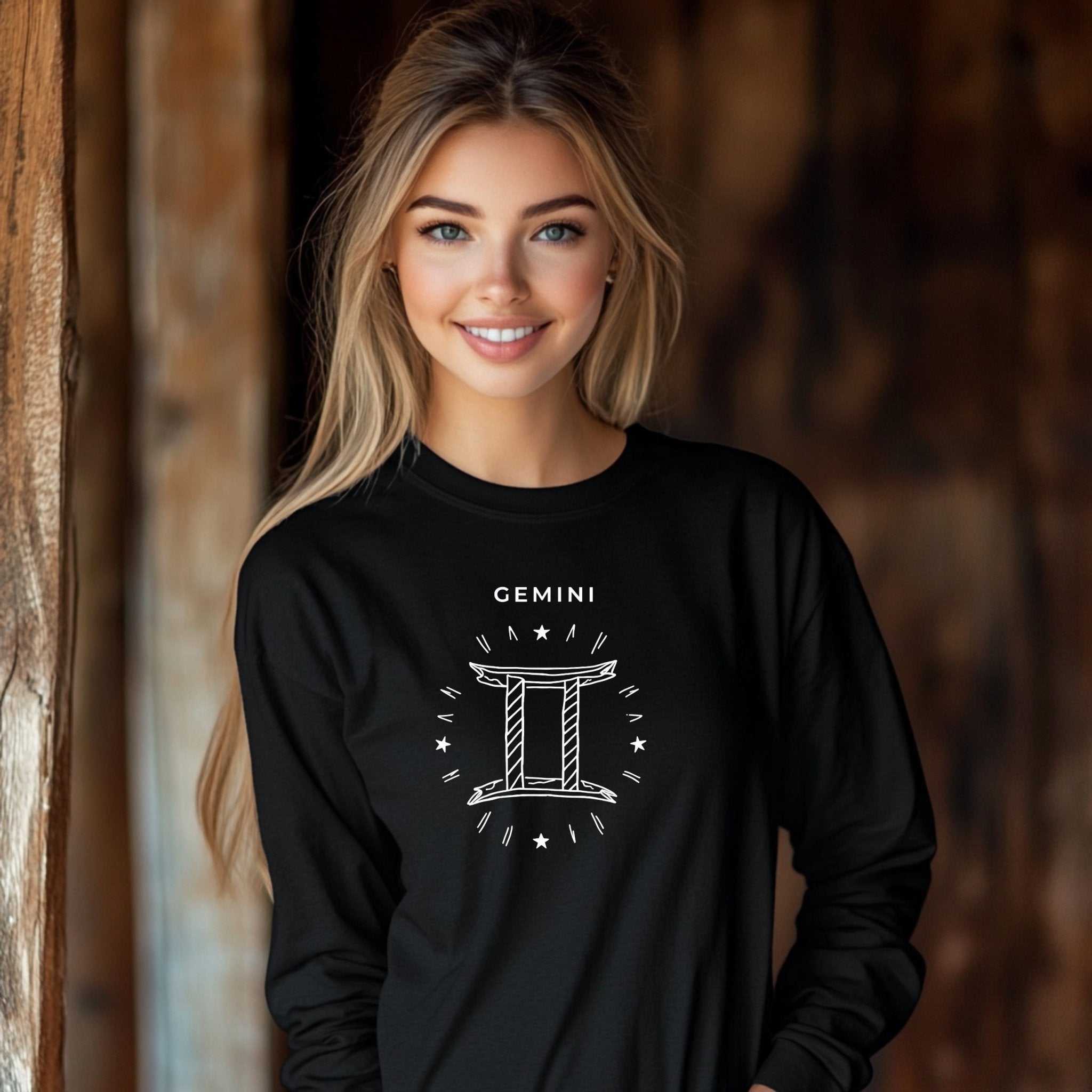 Gemini Zodiac Sign Long Sleeve T-Shirt, Astrology Enthusiast Apparel, Zodiac Symbol Graphic Tee, Horoscope Long Sleeve Shirt - Craig Michael Design