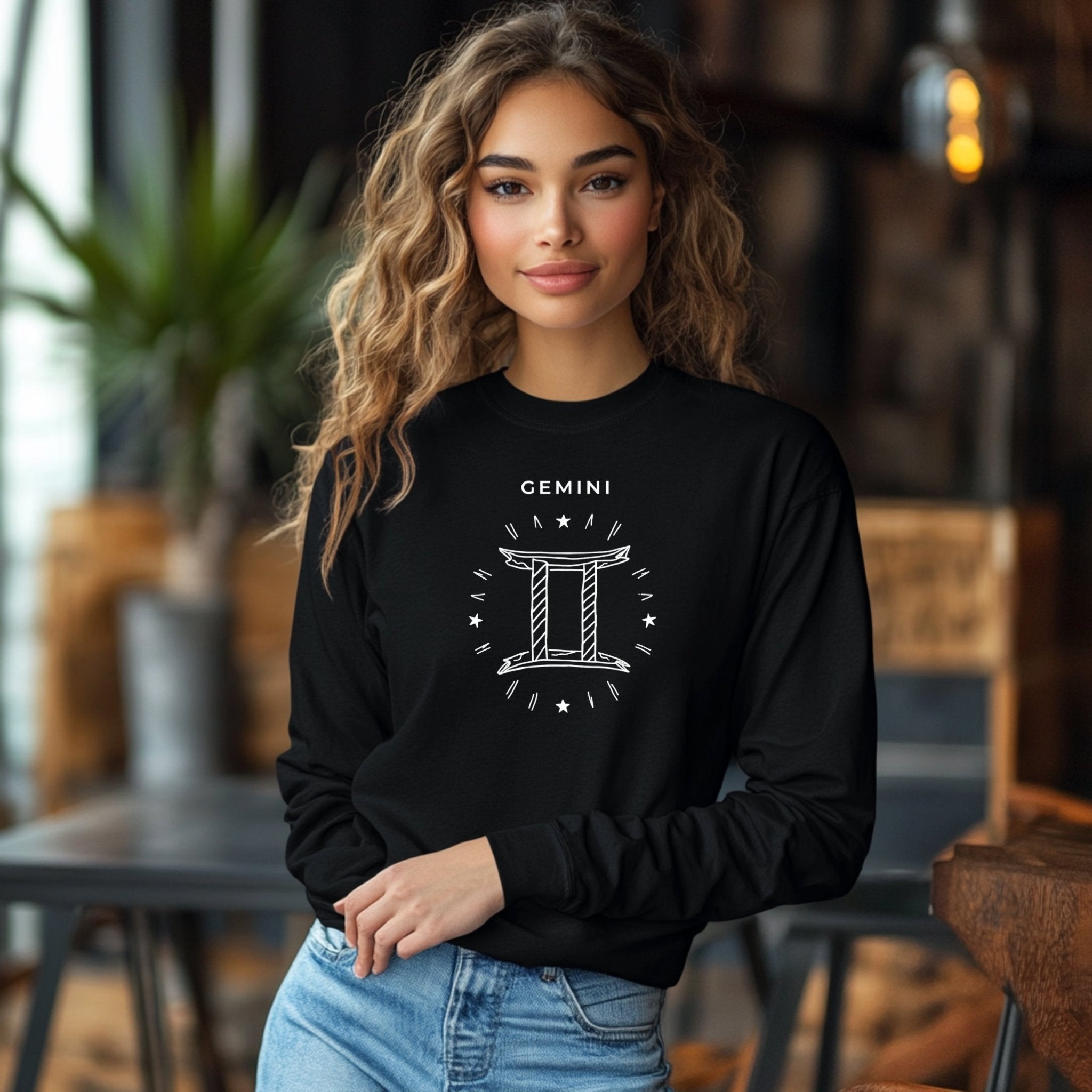 Gemini Zodiac Sign Long Sleeve T-Shirt, Astrology Enthusiast Apparel, Zodiac Symbol Graphic Tee, Horoscope Long Sleeve Shirt - Craig Michael Design