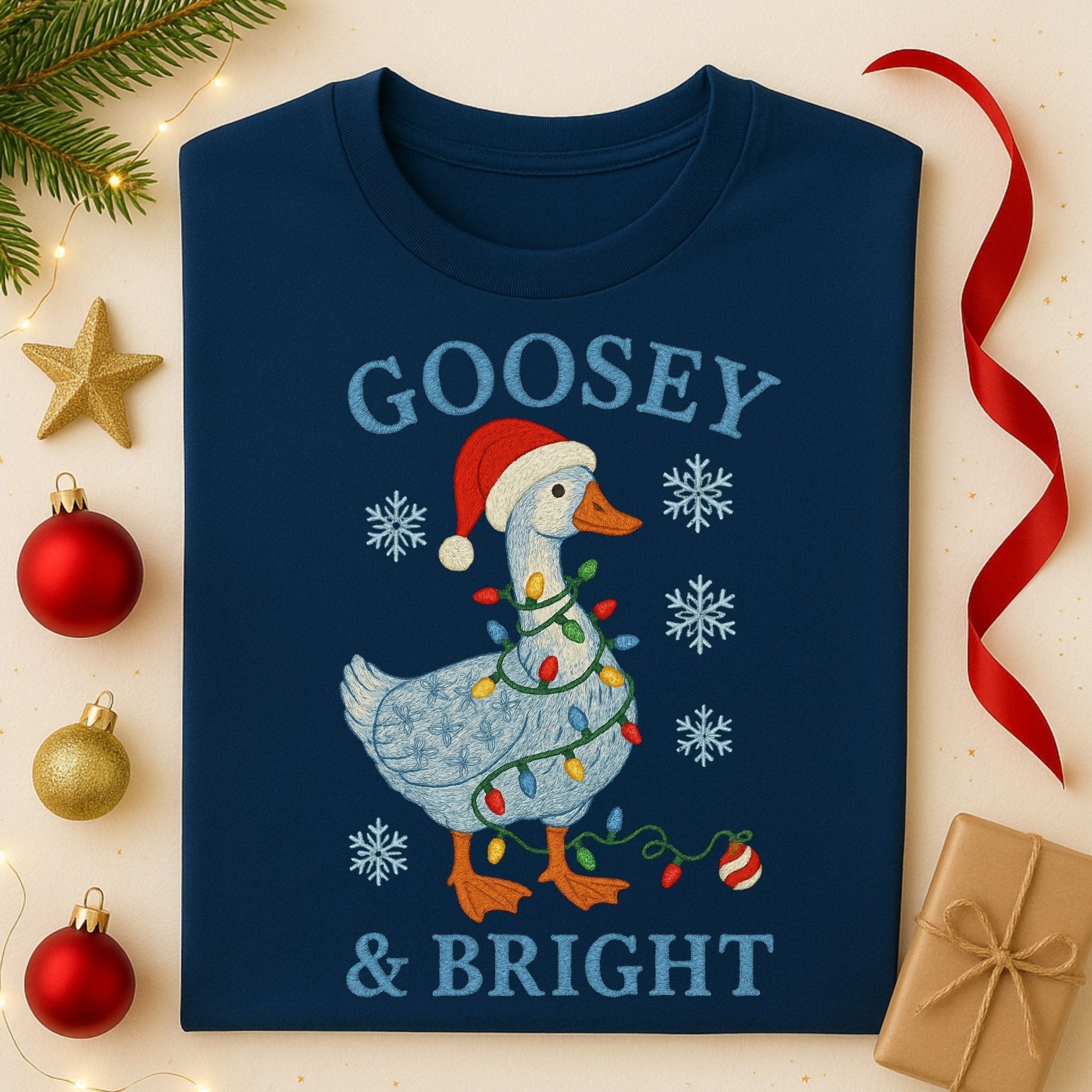 Goosey and Bright Christmas T-Shirt, Funny Holiday Goose Tee - Craig Michael Design