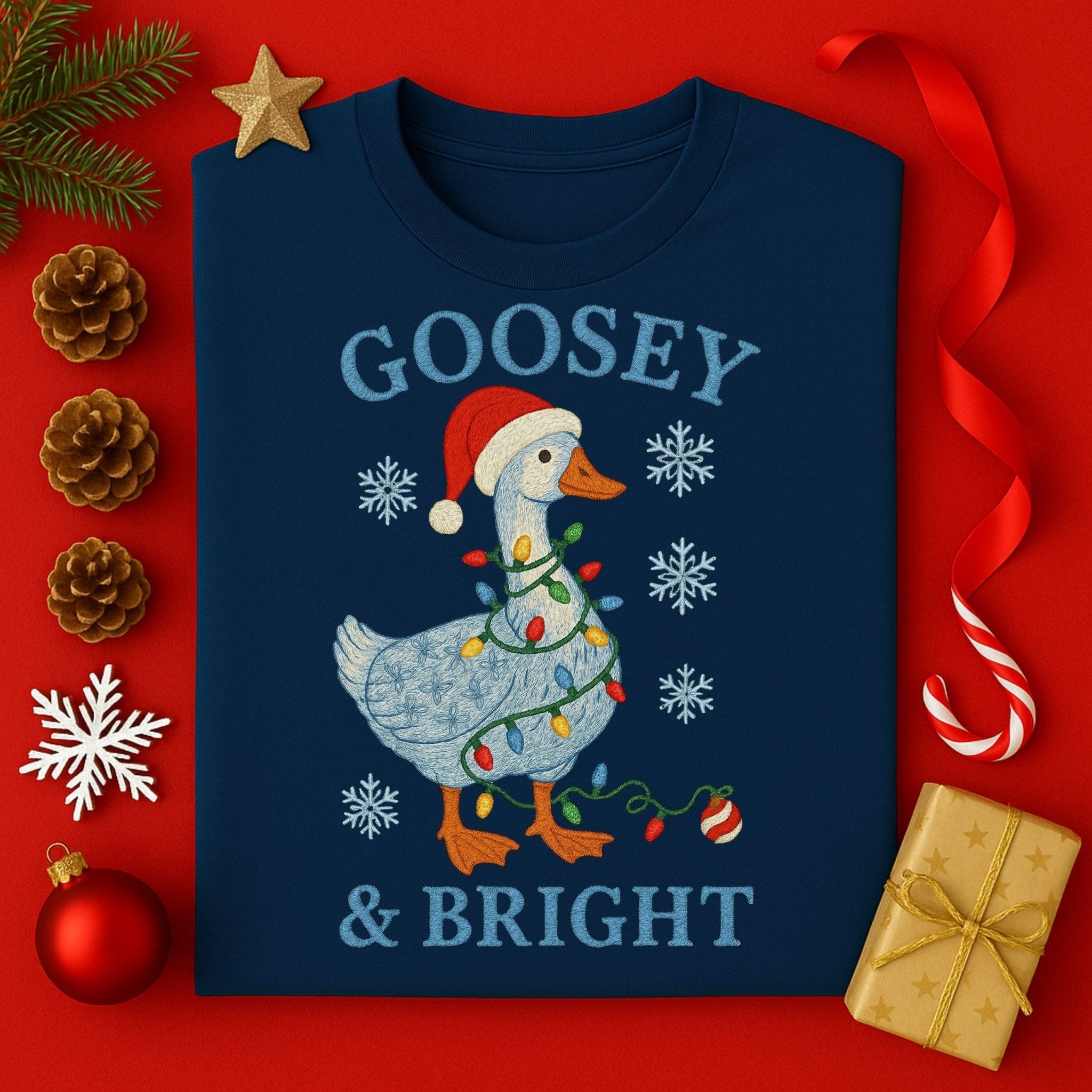 Goosey and Bright Christmas T-Shirt, Funny Holiday Goose Tee - Craig Michael Design