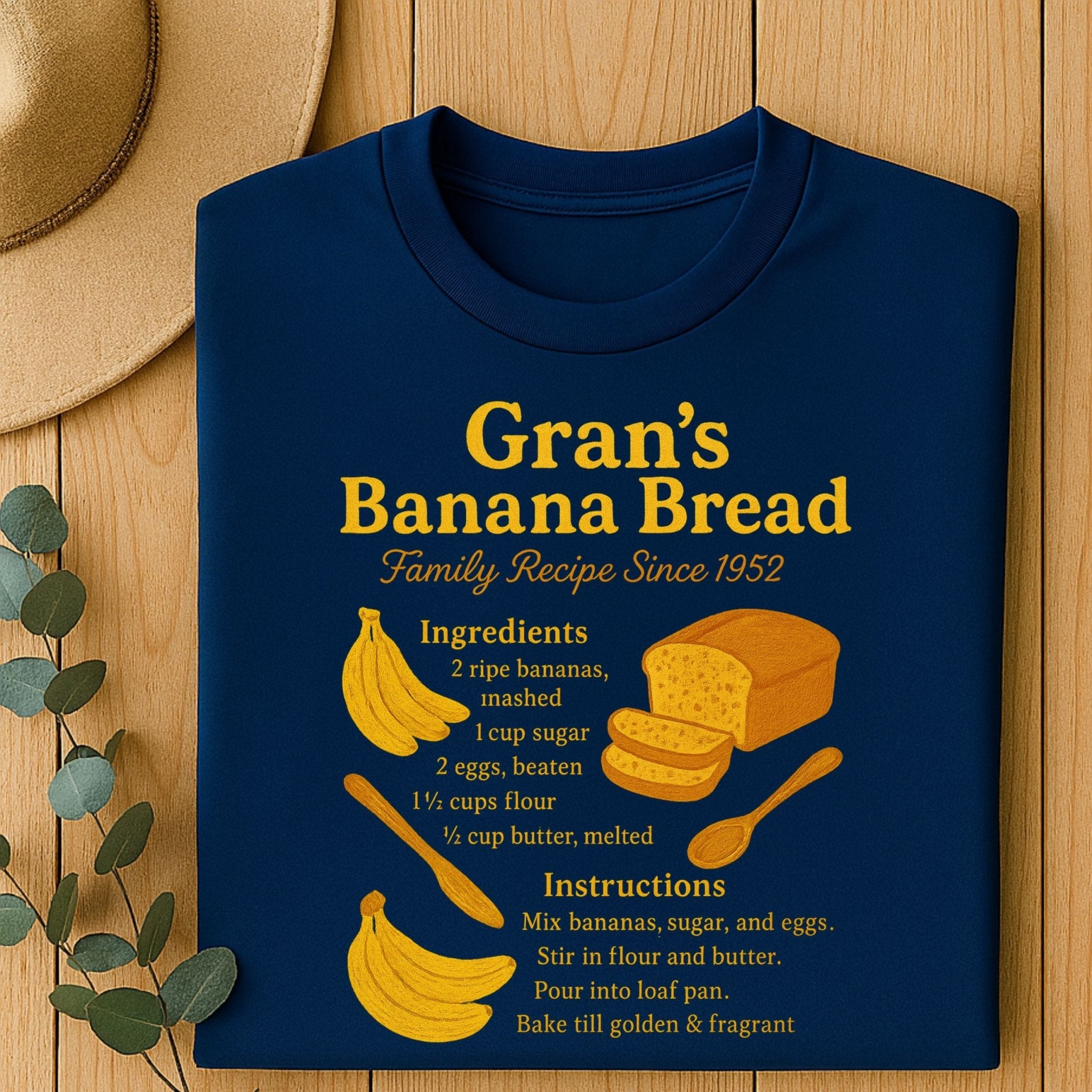 Gran’s Banana Bread Shirt, Retro Recipe T-Shirt, Family Baking Gift - Craig Michael Design