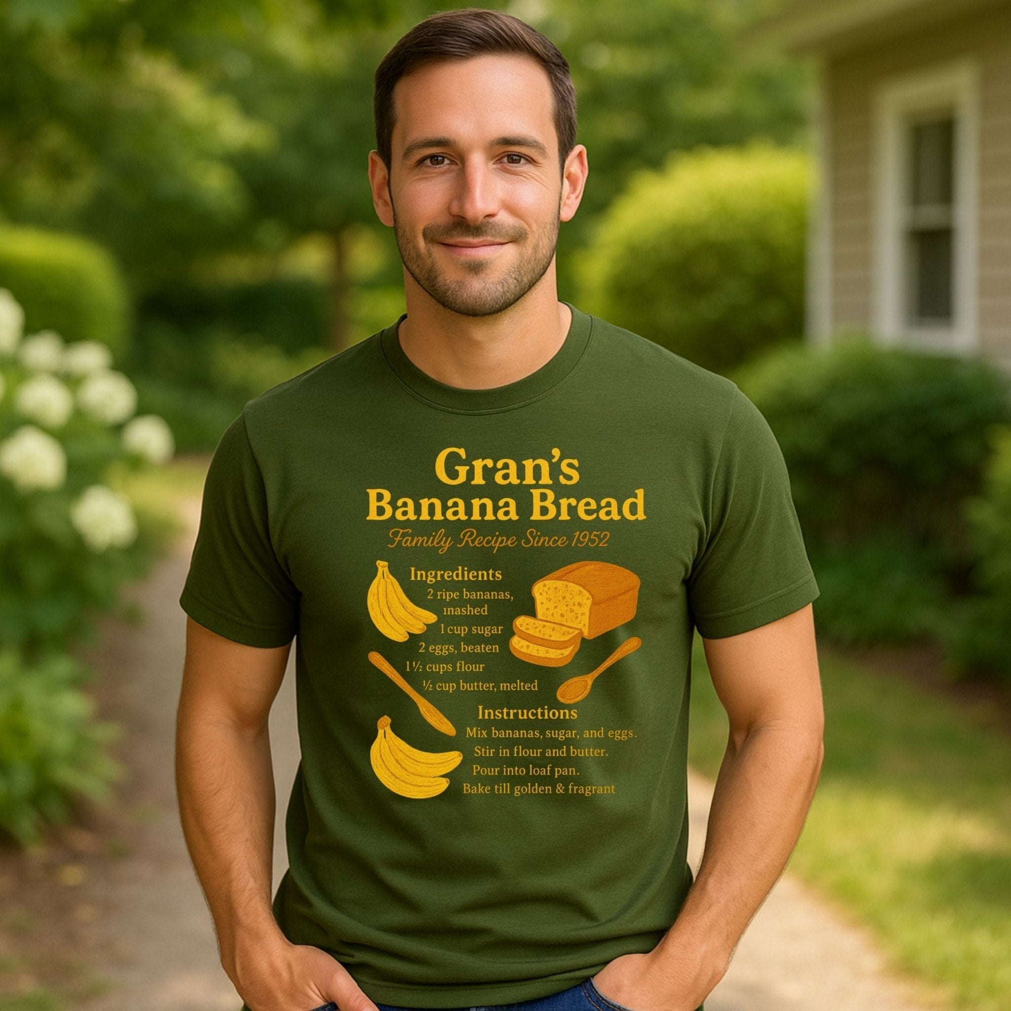 Gran’s Banana Bread Shirt, Retro Recipe T-Shirt, Family Baking Gift - Craig Michael Design