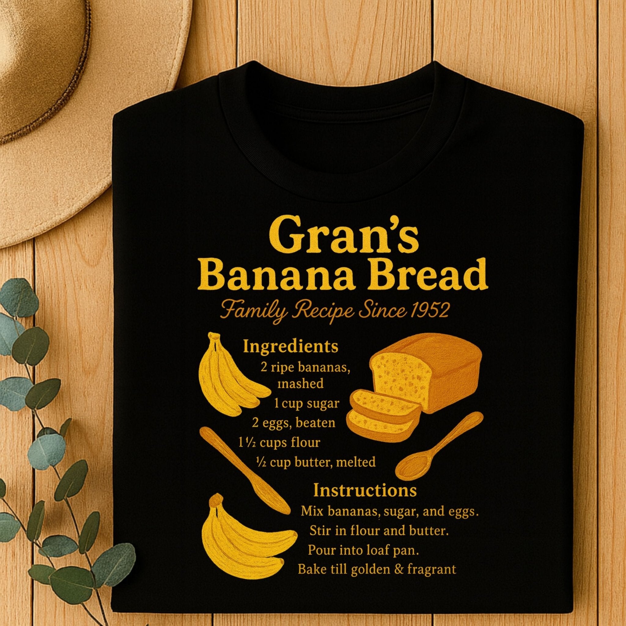 Gran’s Banana Bread Shirt, Retro Recipe T-Shirt, Family Baking Gift - Craig Michael Design