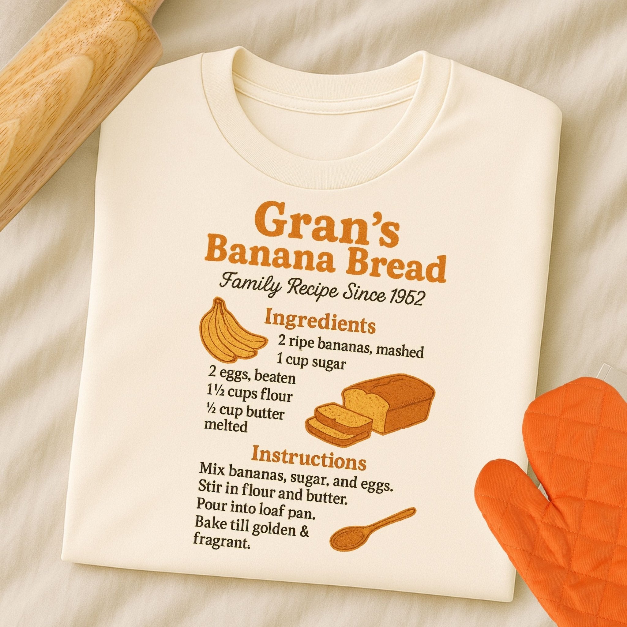 Gran’s Banana Bread Tee, Retro Recipe Shirt, Funny Foodie T-Shirt for Bakers - Craig Michael Design