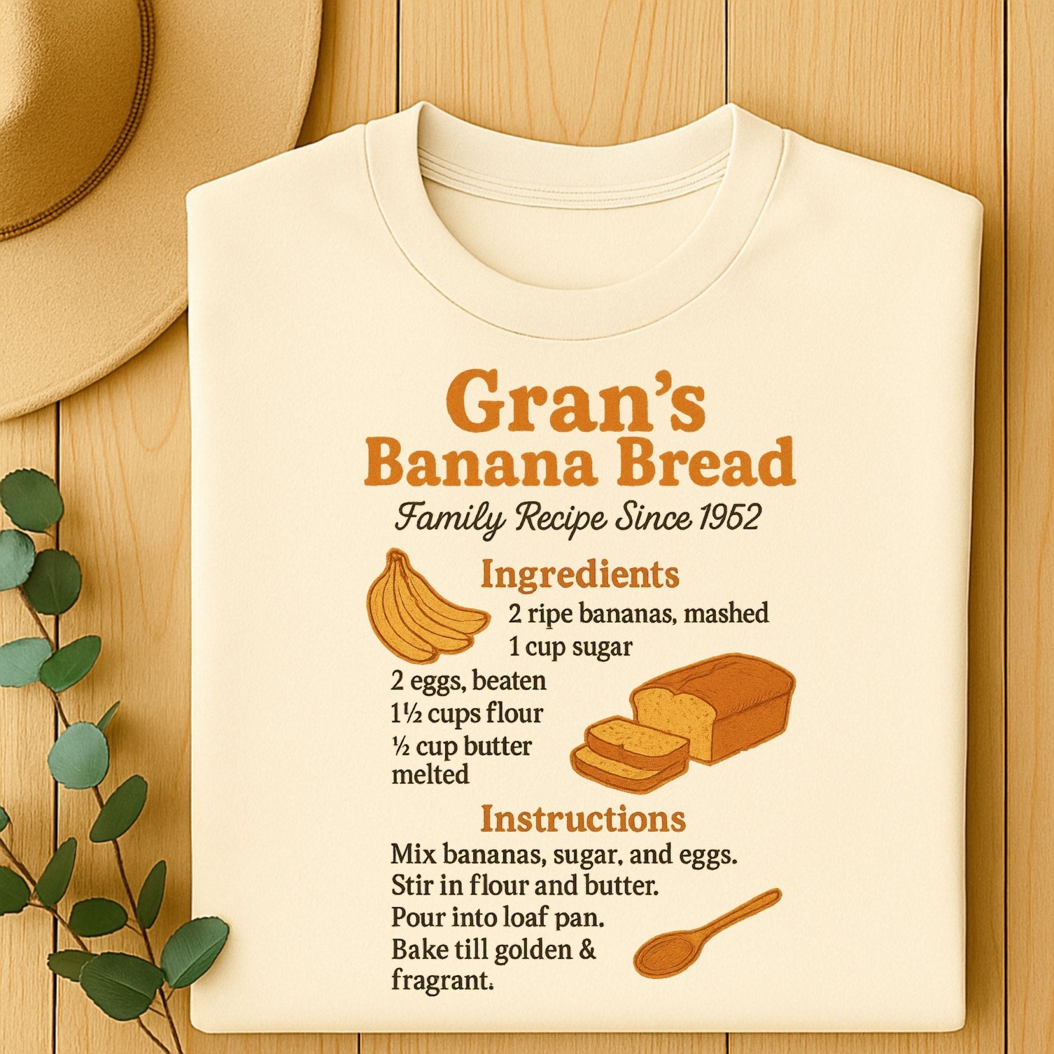 Gran’s Banana Bread Tee, Retro Recipe Shirt, Funny Foodie T-Shirt for Bakers - Craig Michael Design