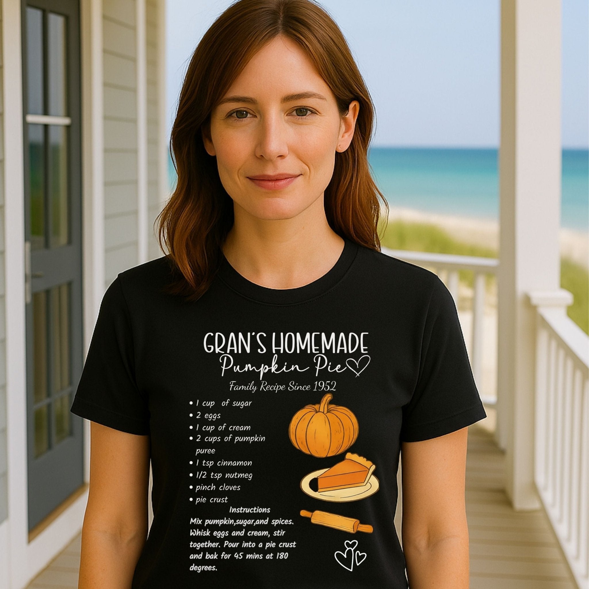Gran’s Homemade Pumpkin Pie Shirt, Chalkboard Recipe Card T-Shirt - Craig Michael Design