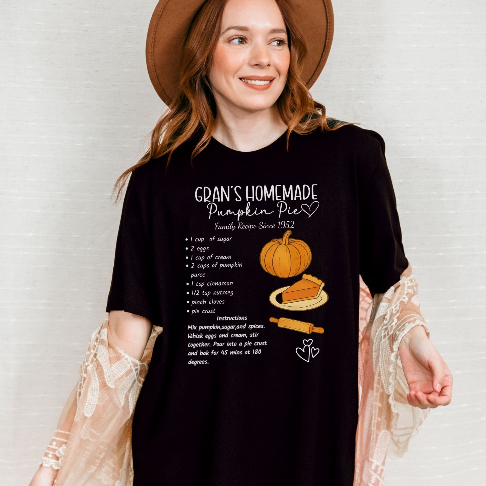 Gran’s Homemade Pumpkin Pie Shirt, Chalkboard Recipe Card T-Shirt - Craig Michael Design