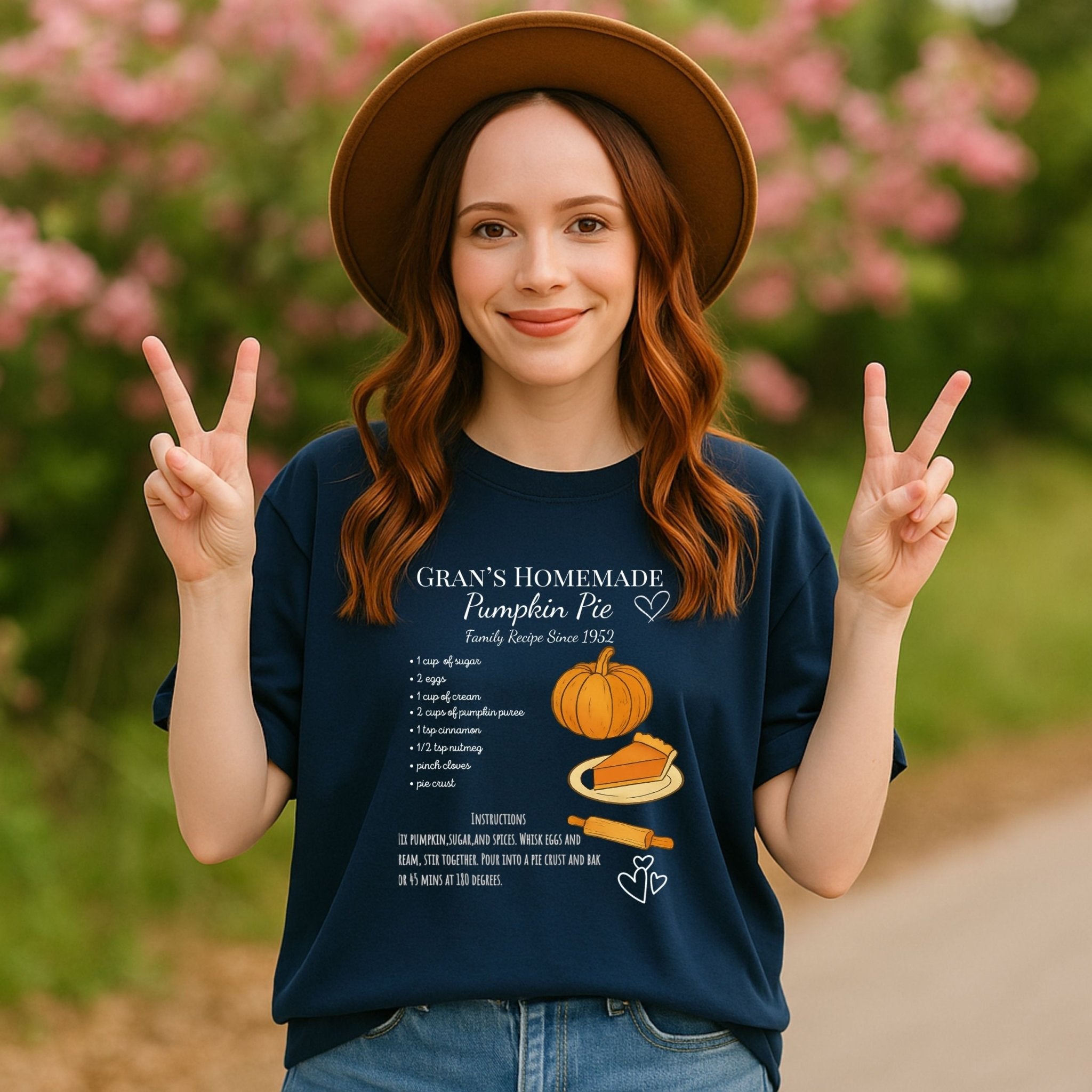 Gran’s Homemade Pumpkin Pie Shirt, Chalkboard Recipe Card T-Shirt - Craig Michael Design