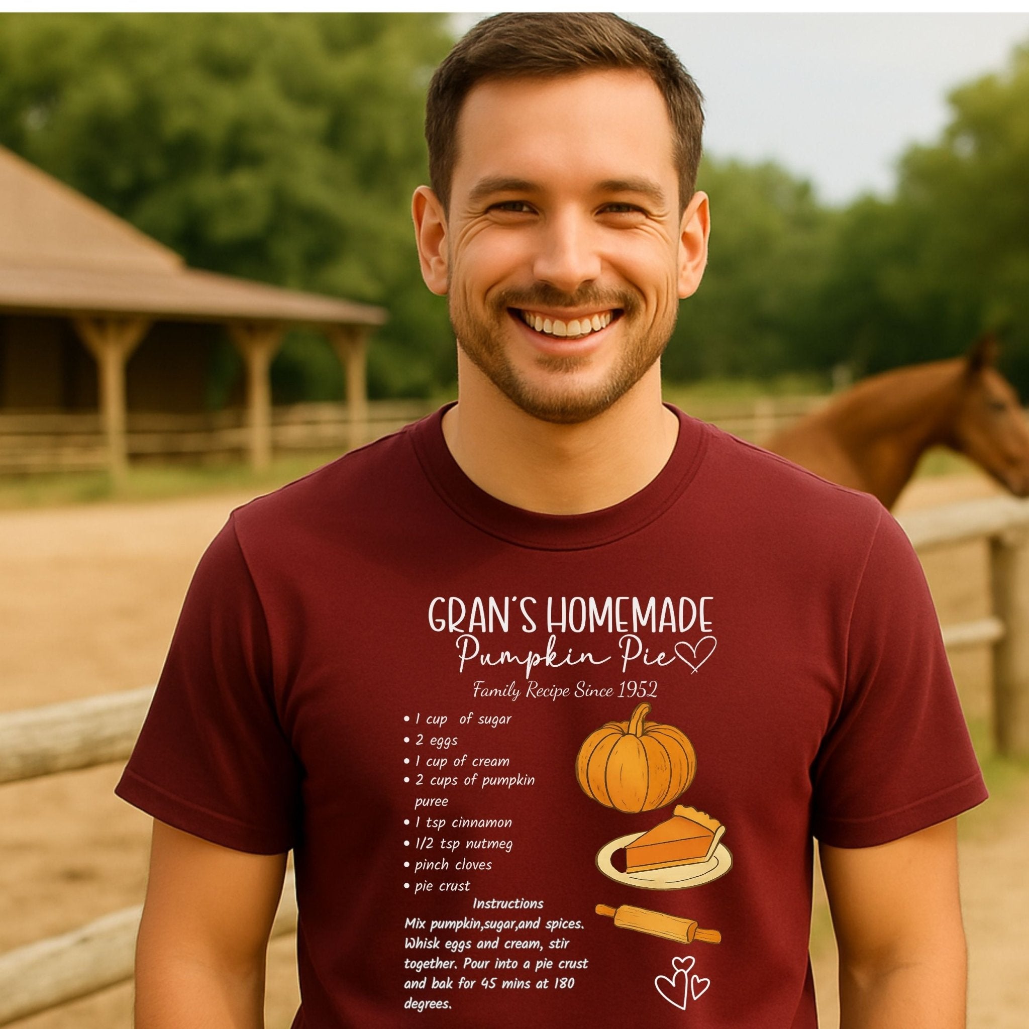 Gran’s Homemade Pumpkin Pie Shirt, Chalkboard Recipe Card T-Shirt - Craig Michael Design