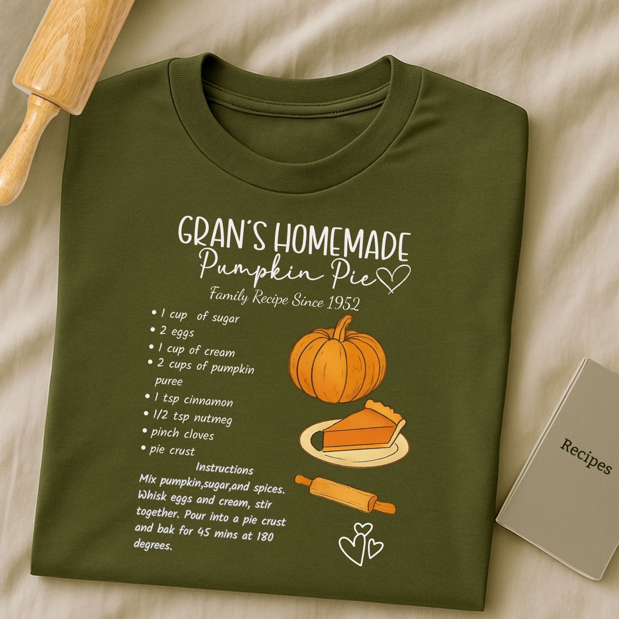 Gran’s Homemade Pumpkin Pie Shirt, Chalkboard Recipe Card T-Shirt - Craig Michael Design