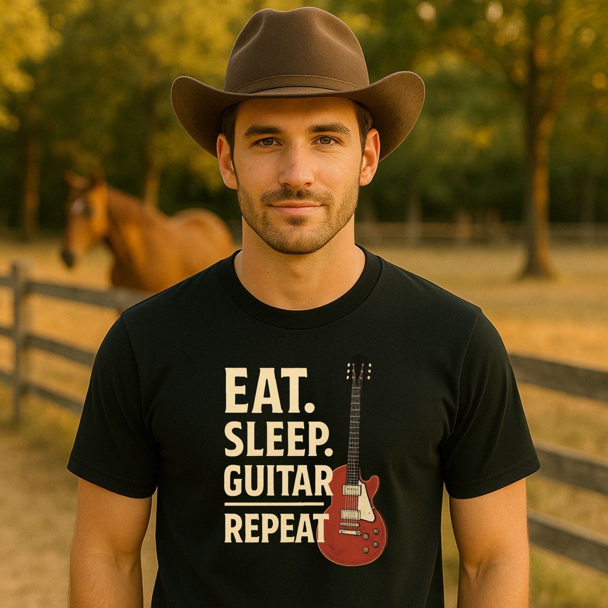 Guitar Lover T-Shirt, Eat Sleep Guitar Repeat Tee, Funny Musician Shirt for Men & Women, Guitarist & Music Student Gift Top - Craig Michael Design