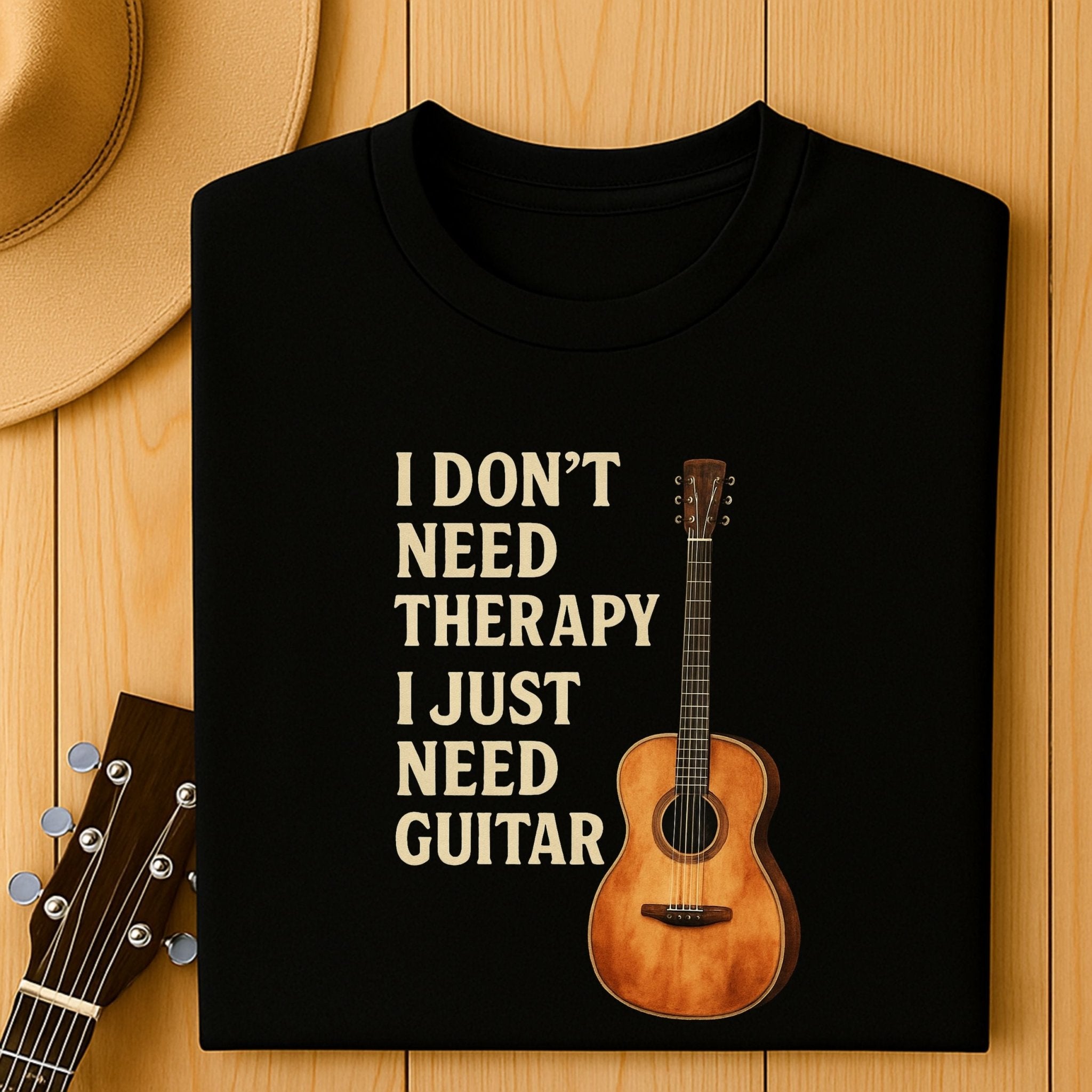 Guitar Lover T-Shirt, Funny Musician Tee for Men & Women, I Don’t Need Therapy I Just Need Guitar Shirt, Music Student & Guitarist Gif - Craig Michael Design