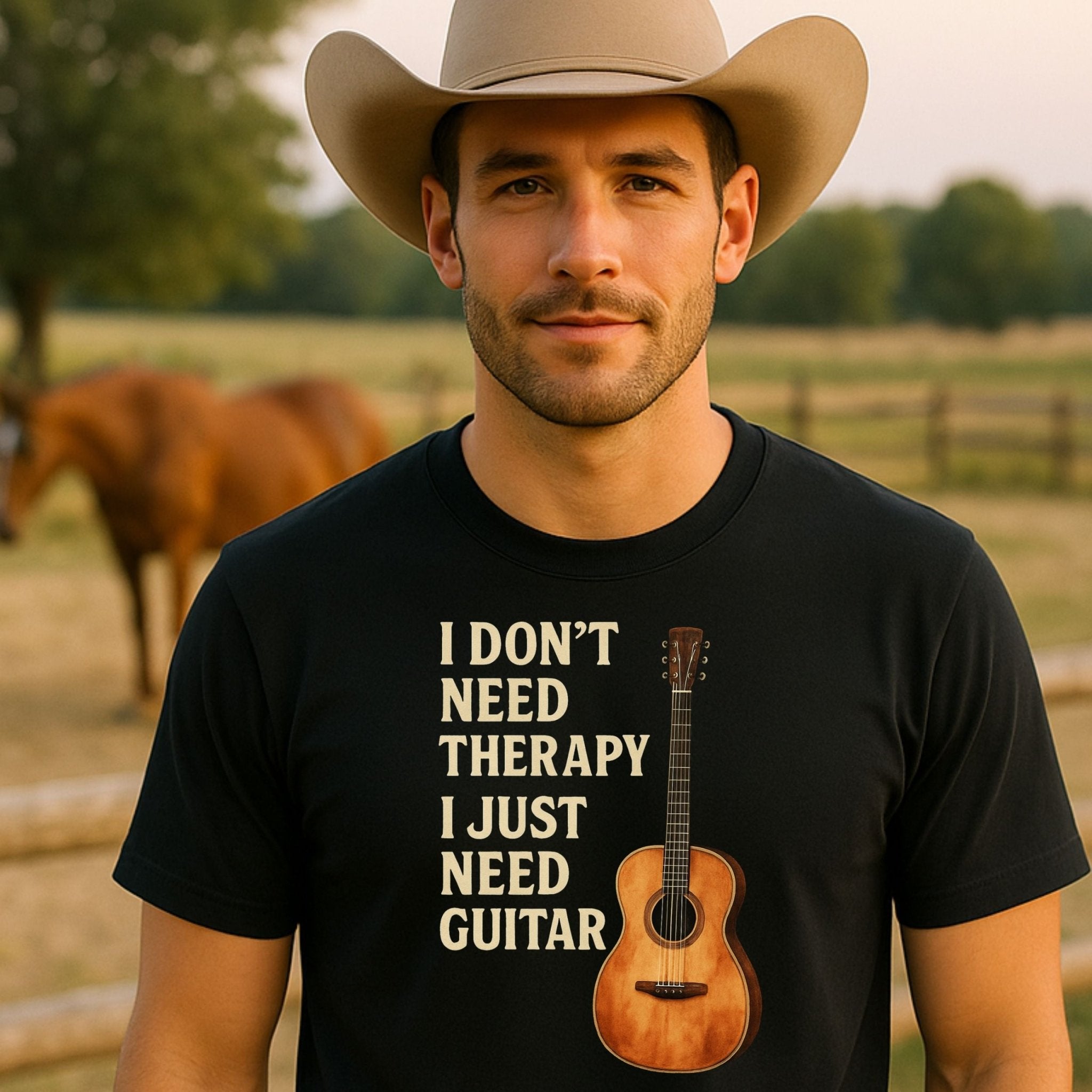 Guitar Lover T-Shirt, Funny Musician Tee for Men & Women, I Don’t Need Therapy I Just Need Guitar Shirt, Music Student & Guitarist Gif - Craig Michael Design