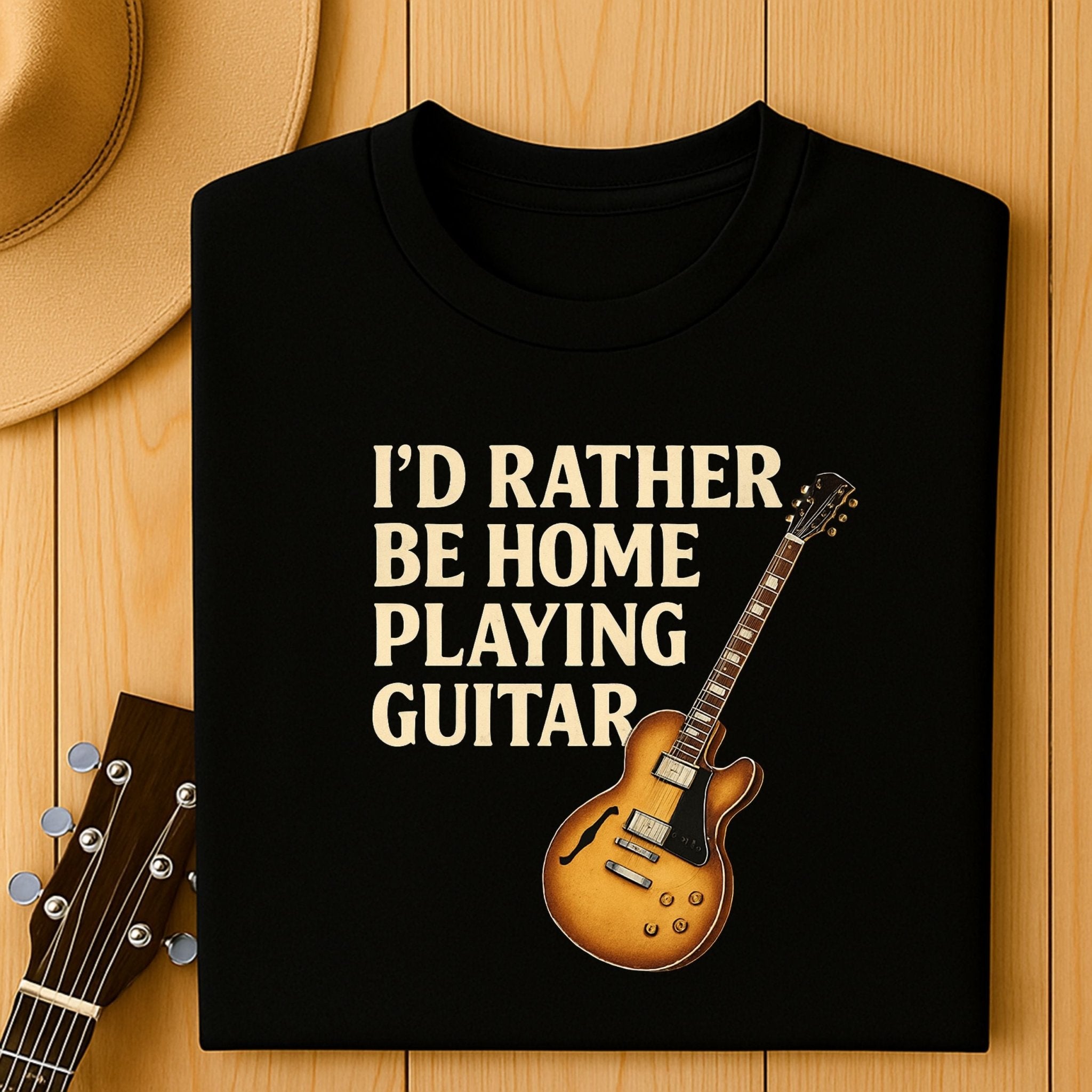 Guitar Lover T-Shirt, I’d Rather Be Home Playing Guitar Tee, Funny Musician Shirt for Men & Women, Guitarist & Music Student Gift Top - Craig Michael Design