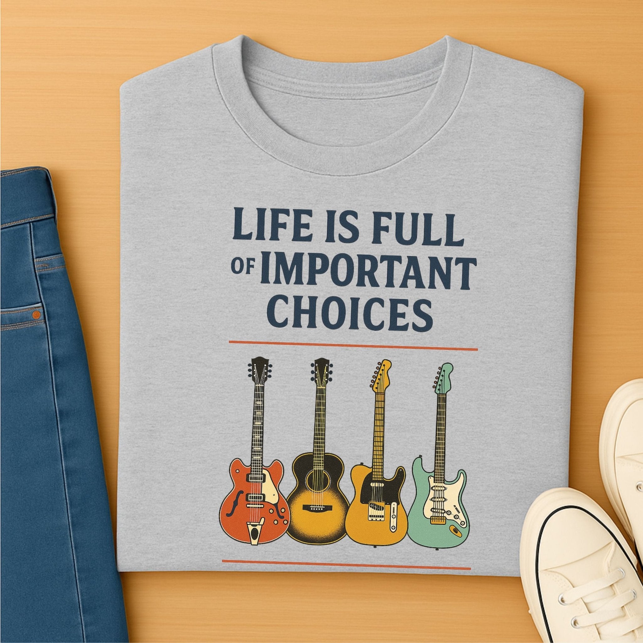 Guitar Lover T-Shirt, Life Is Full of Important Choices Tee, Funny Musician Shirt for Men Women, Guitarist Music Student Gift - Craig Michael Design