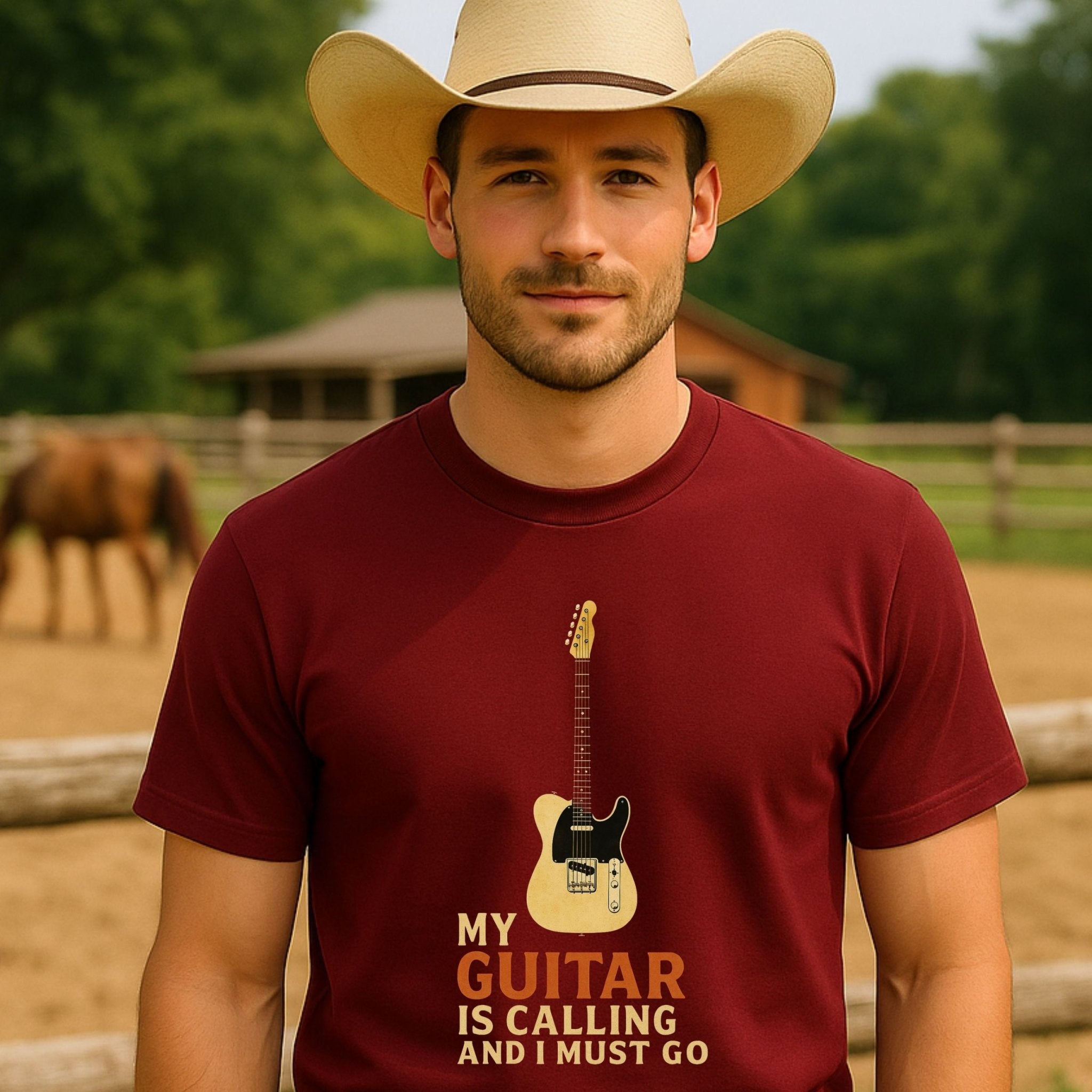 Guitar Lover T-Shirt, My Guitar Is Calling and I Must Go Tee, Funny Musician Shirt for Men & Women, Guitarist & Music Student Gift - Craig Michael Design