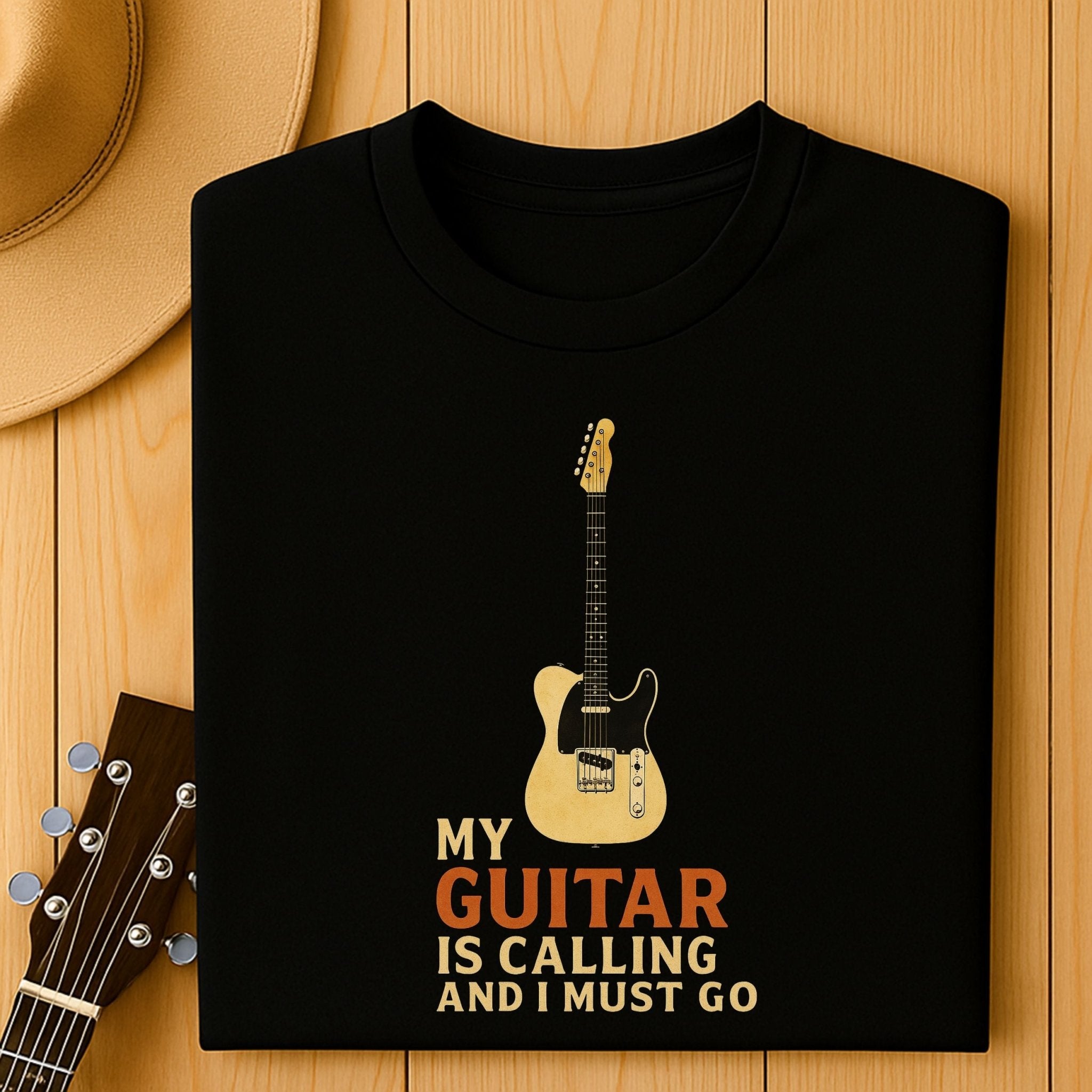 Guitar Lover T-Shirt, My Guitar Is Calling and I Must Go Tee, Funny Musician Shirt for Men & Women, Guitarist & Music Student Gift - Craig Michael Design