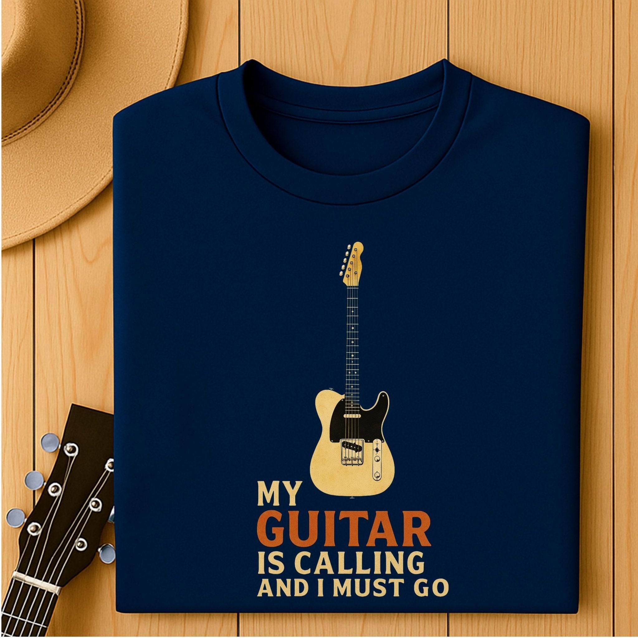 Guitar Lover T-Shirt, My Guitar Is Calling and I Must Go Tee, Funny Musician Shirt for Men & Women, Guitarist & Music Student Gift - Craig Michael Design
