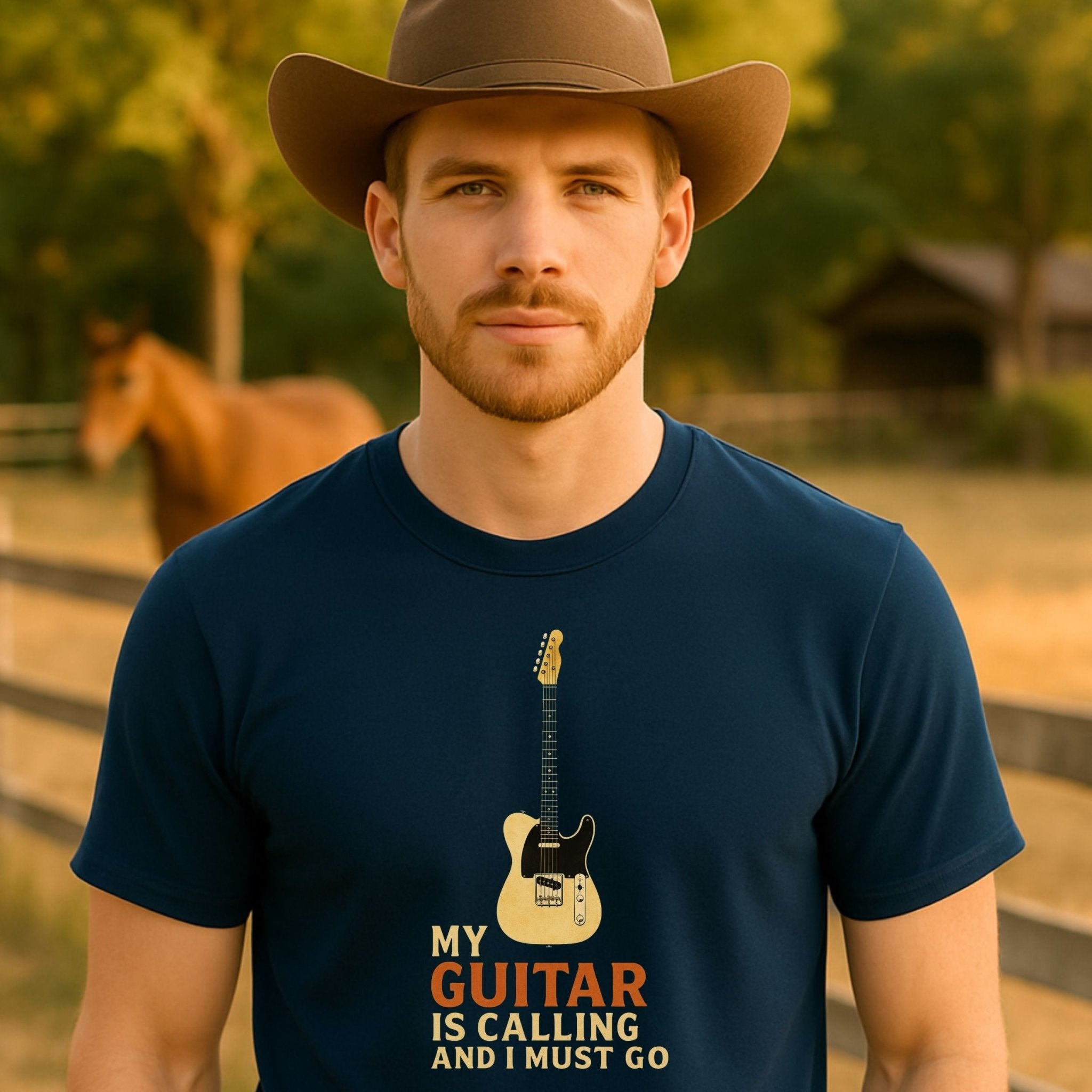 Guitar Lover T-Shirt, My Guitar Is Calling and I Must Go Tee, Funny Musician Shirt for Men & Women, Guitarist & Music Student Gift - Craig Michael Design