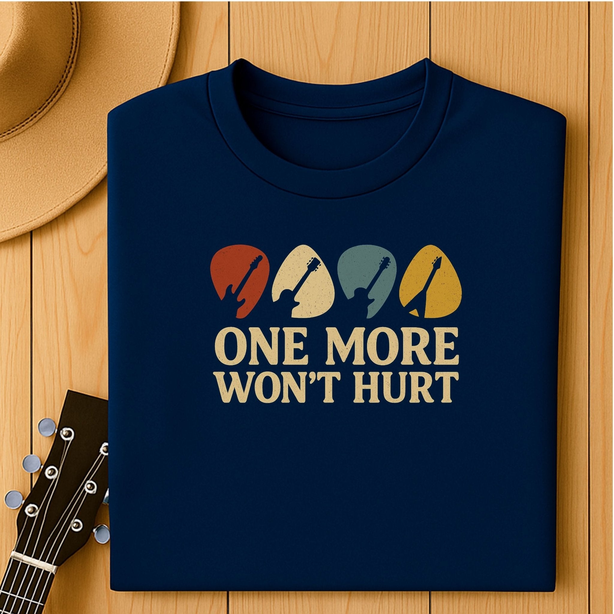 Guitar Lover T-Shirt, One More Won’t Hurt Funny Musician Tee, Vintage Guitar Pick Shirt for Men & Women, Guitarist & Music Student Gift - Craig Michael Design