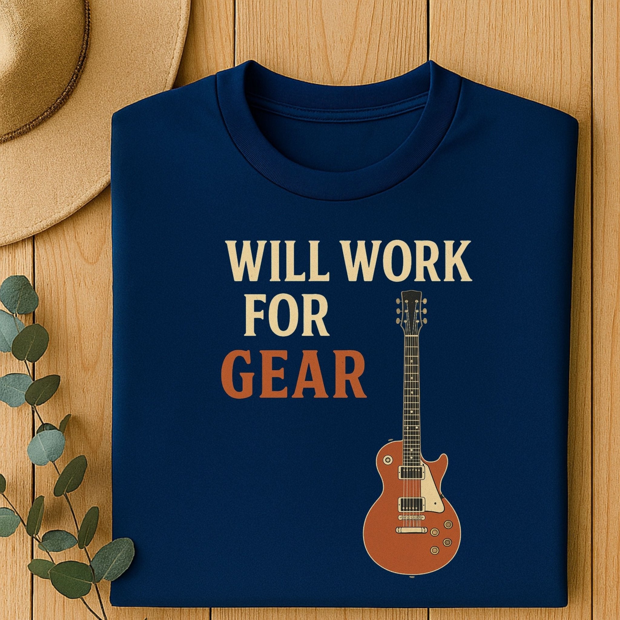 Guitar Lover T-Shirt, Will Work For Gear Tee, Funny Musician Shirt for Men Women, Guitarist Music Student Gift, Music Gear Graphic Top - Craig Michael Design