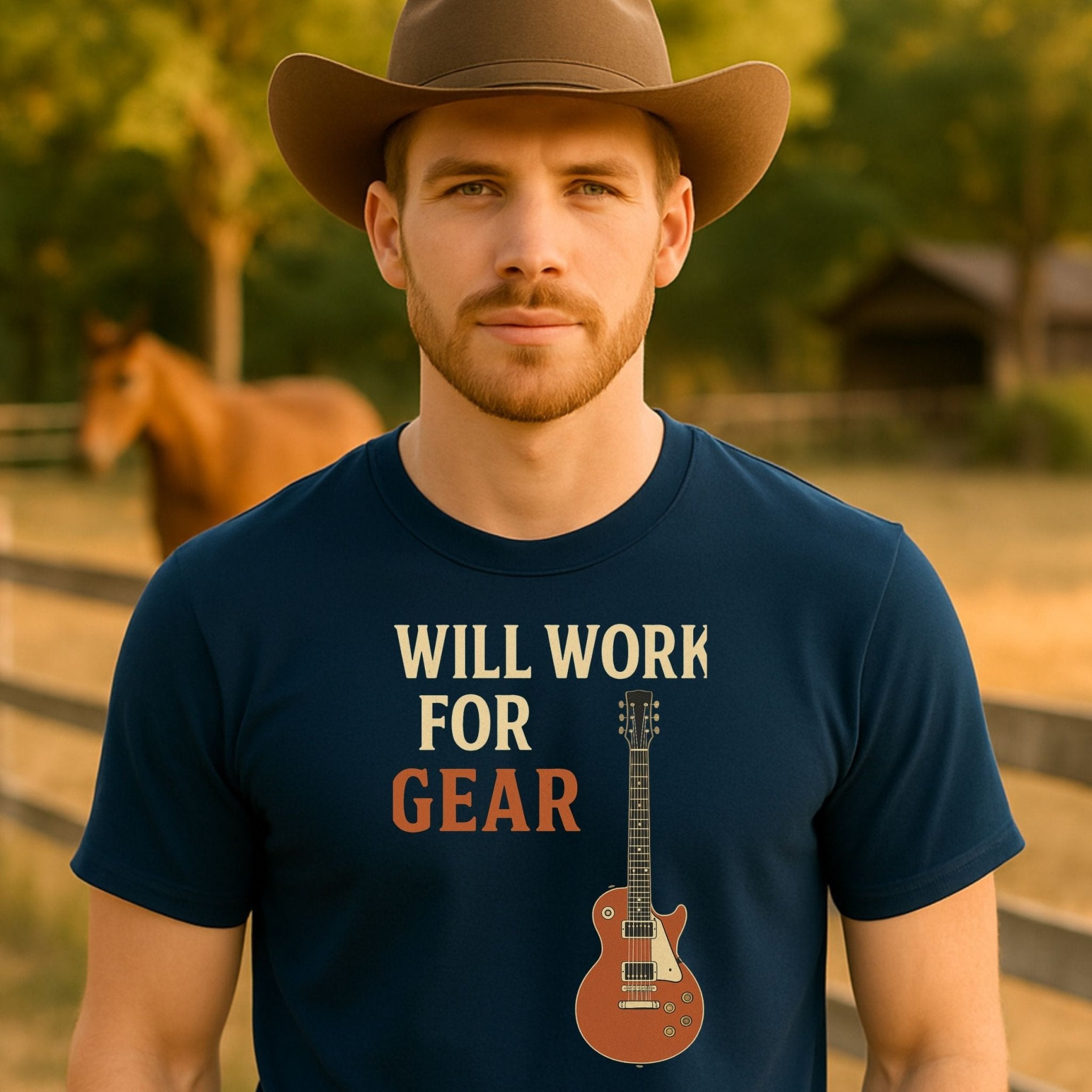 Guitar Lover T-Shirt, Will Work For Gear Tee, Funny Musician Shirt for Men Women, Guitarist Music Student Gift, Music Gear Graphic Top - Craig Michael Design