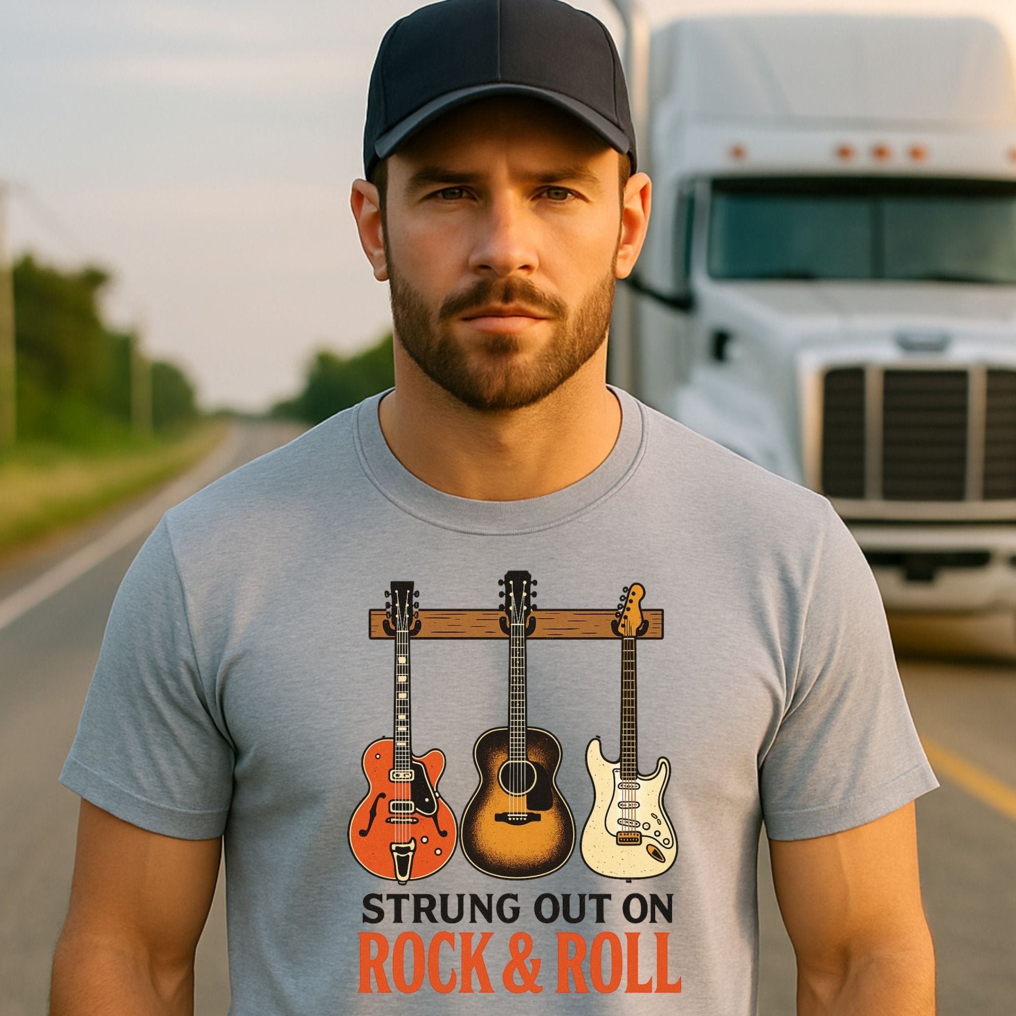 Guitar T shirt Strung Out on Rock and Roll T-Shirt, Funny Guitar Player Tee for Men Women, Musician Humor Shirt, Rock Band Gift - Craig Michael Design